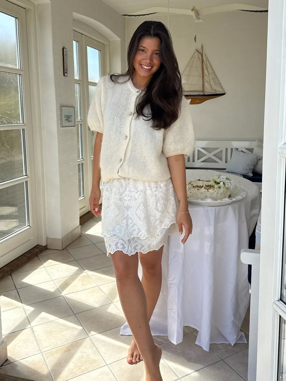 BYIC Ida Short Sleeve Cardigan White