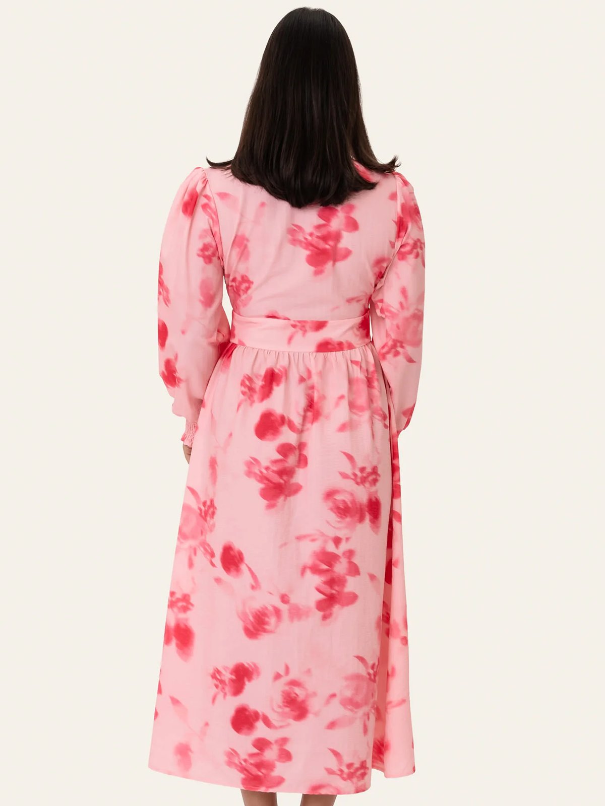 BYIC Adel Long Dress Abstract Pink Flower Print