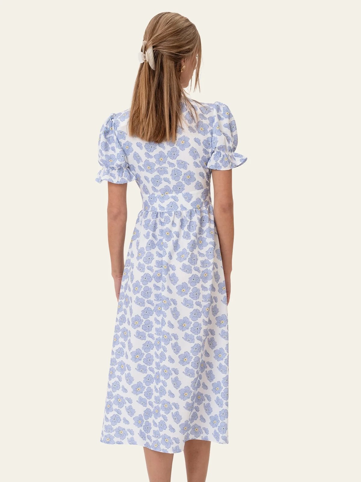 BYIC Adel Long Short Sleeve Dress Blue Dazzling Flower