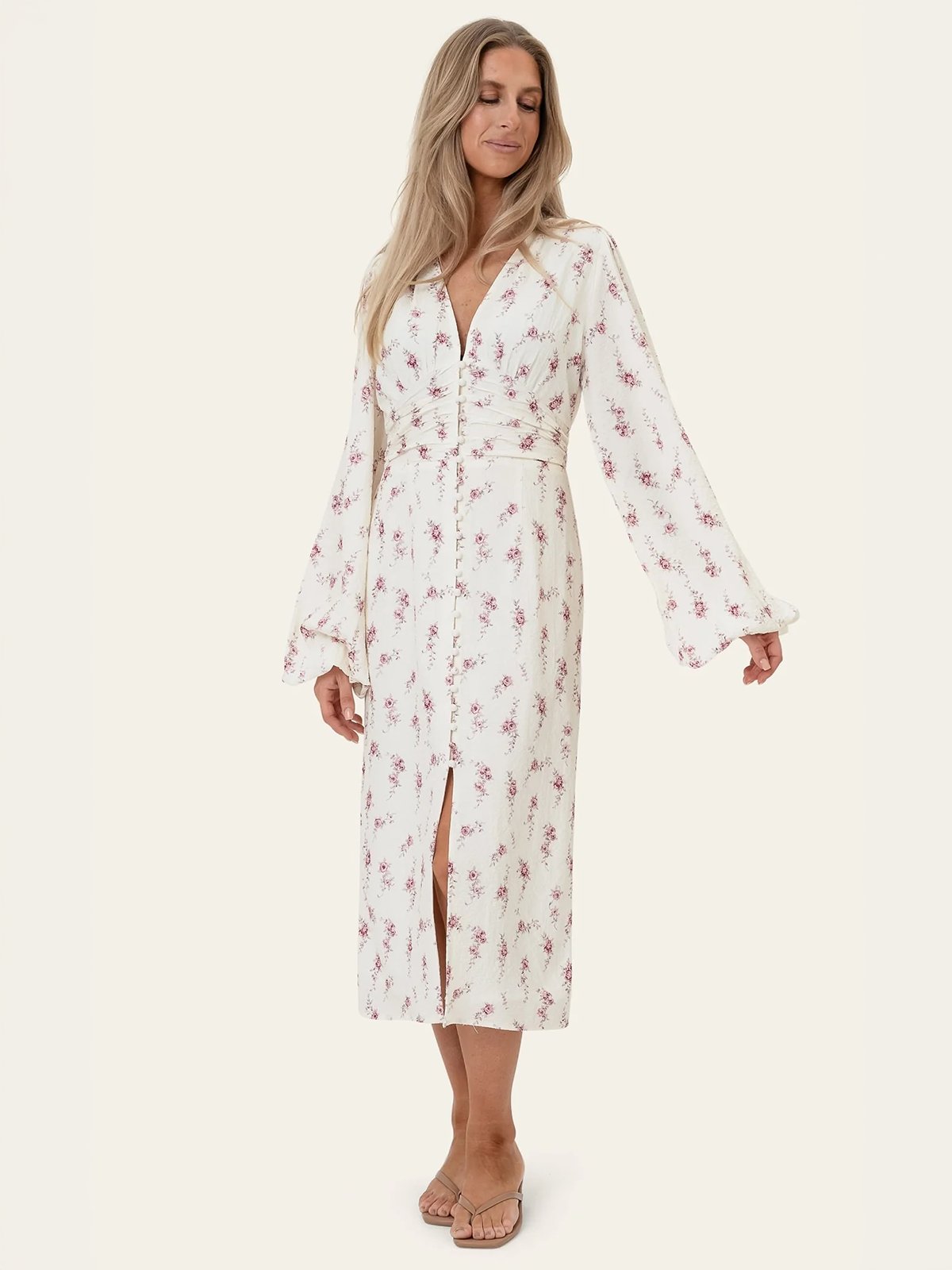 BYIC Ada Long Dress Off White / Vintage Rose