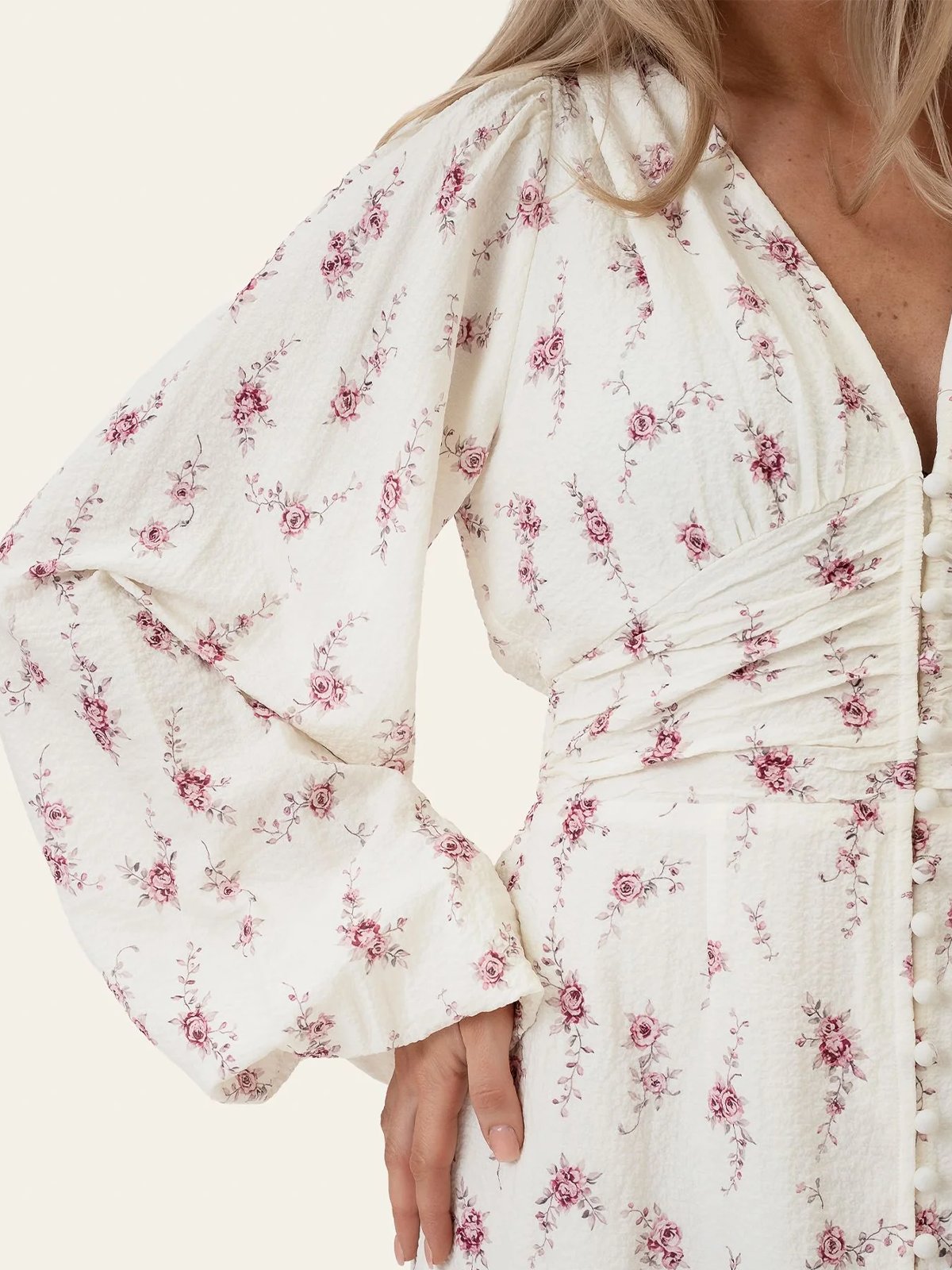 BYIC Ada Long Dress Off White / Vintage Rose