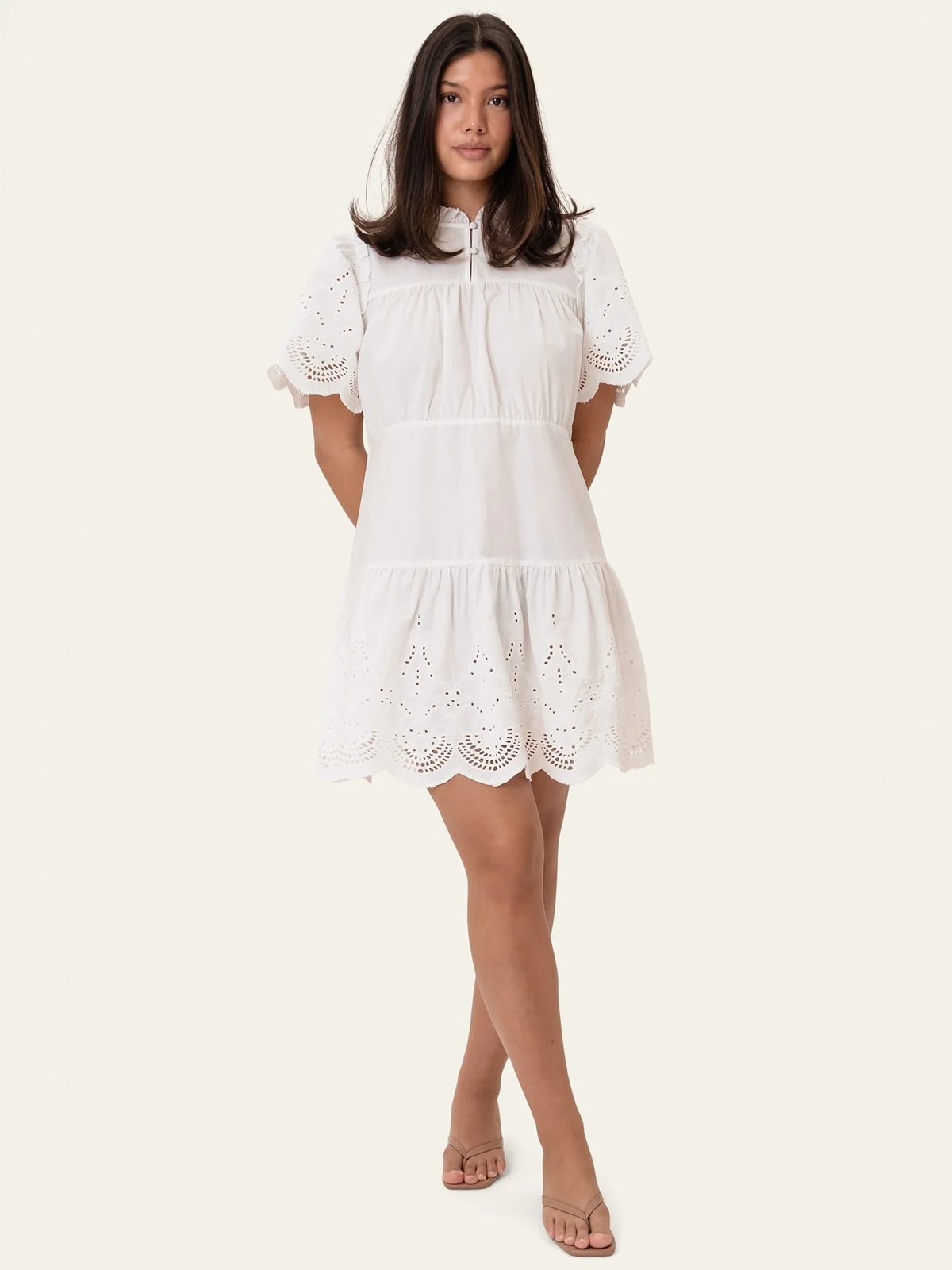 BYIC Solveig Dress White Embroidery