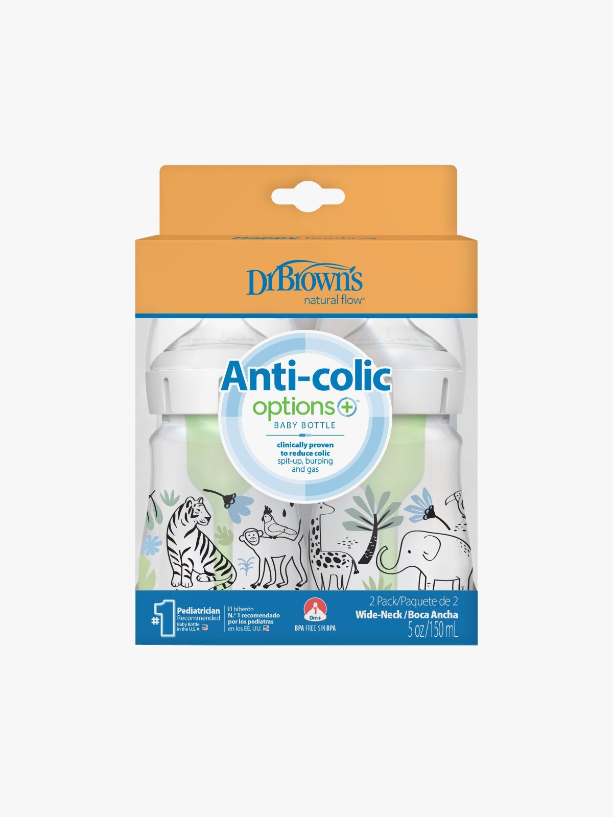 Dr Brown Wideneck 150ml Option 2-pakk Jungel Flerfarget