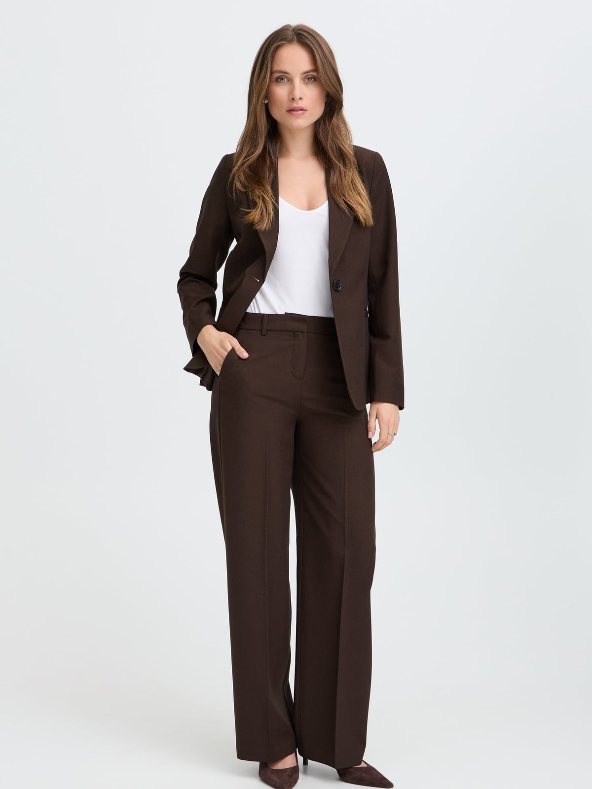 B.YOUNG Danta Wide Leg Pants 2 Java Melange - Brown