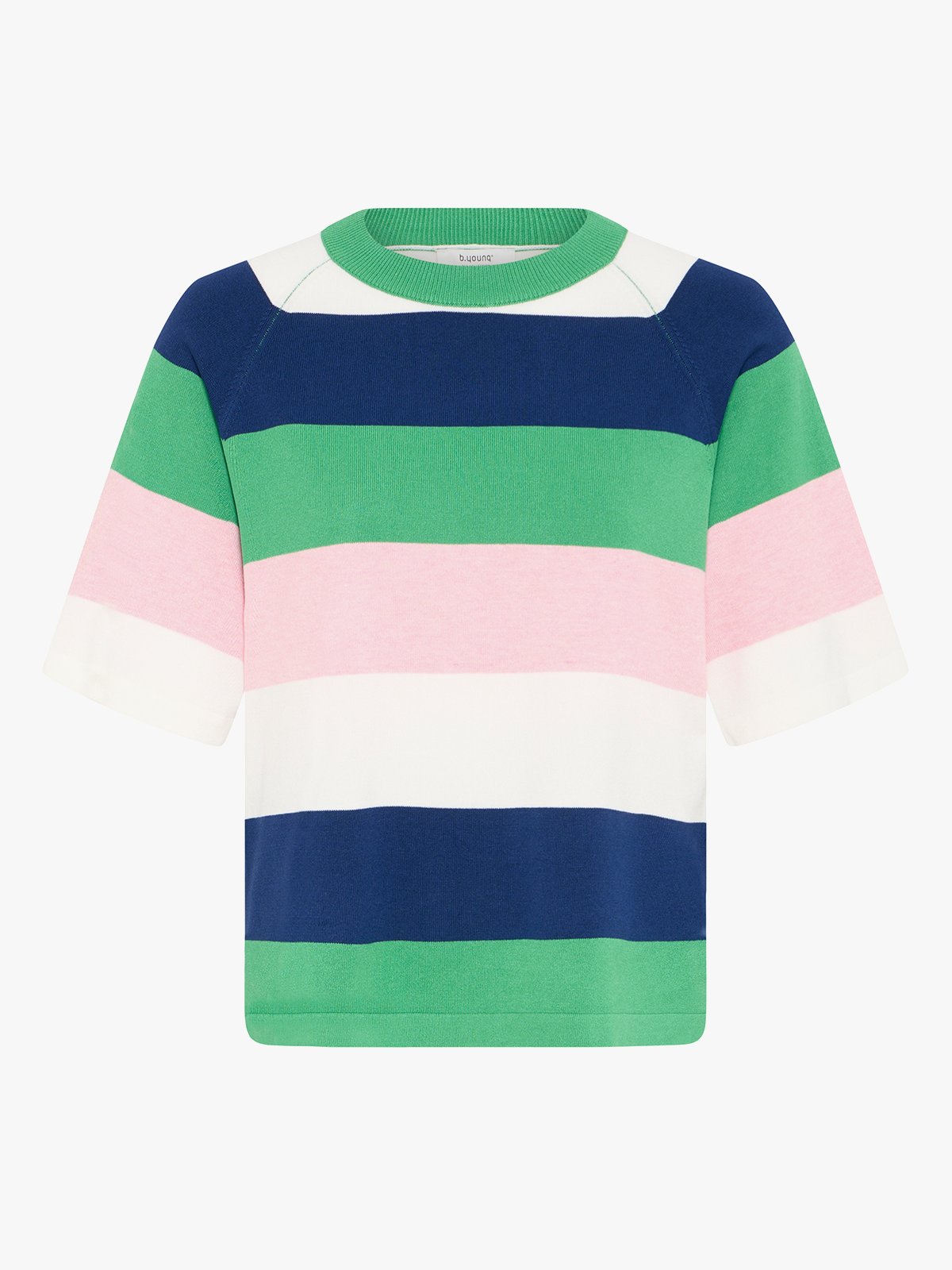 B.YOUNG Morla Short Sleeve Jumper 2 Parfait Pink Block Stripe