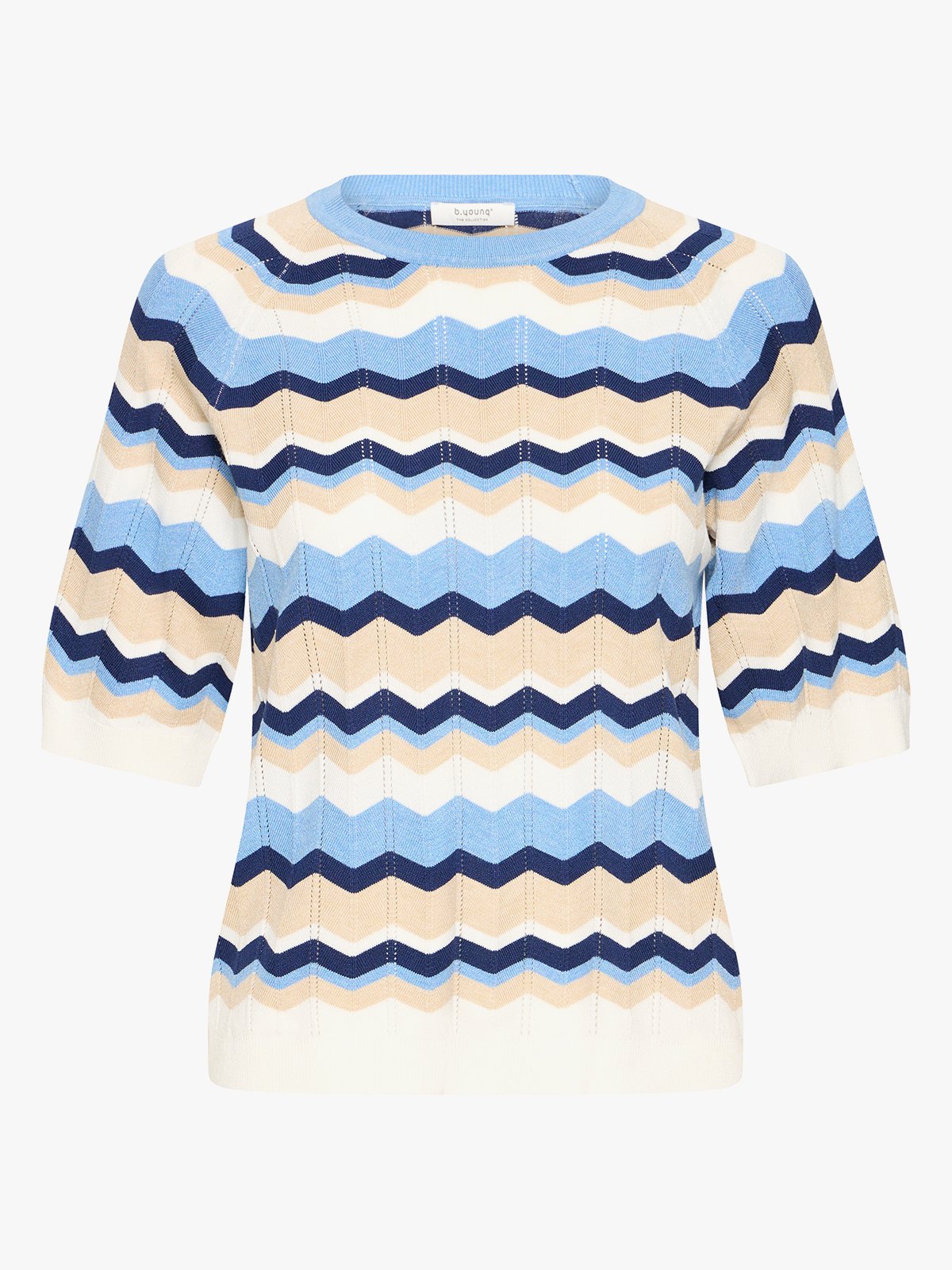 B.YOUNG Morla Pointelle T-Shirt Della Robbia Blue Zig Zag