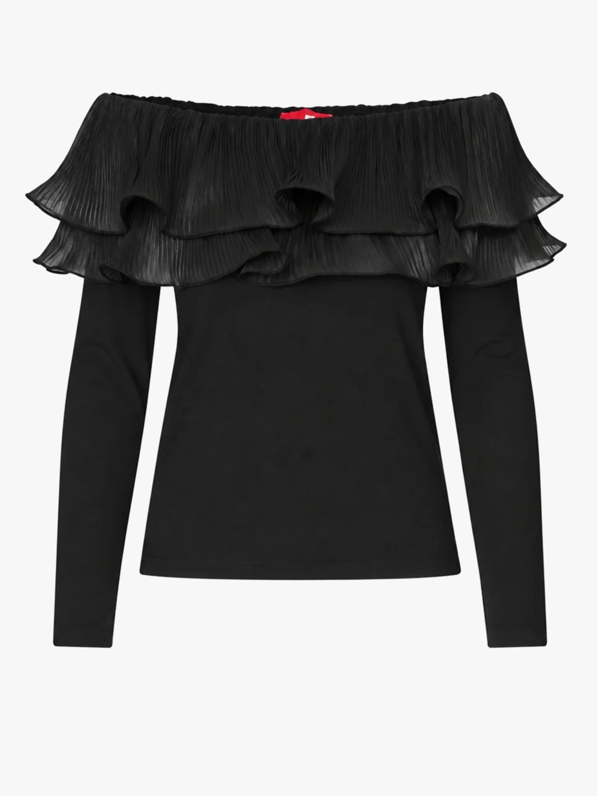 Cras Flounce Blouse Sort