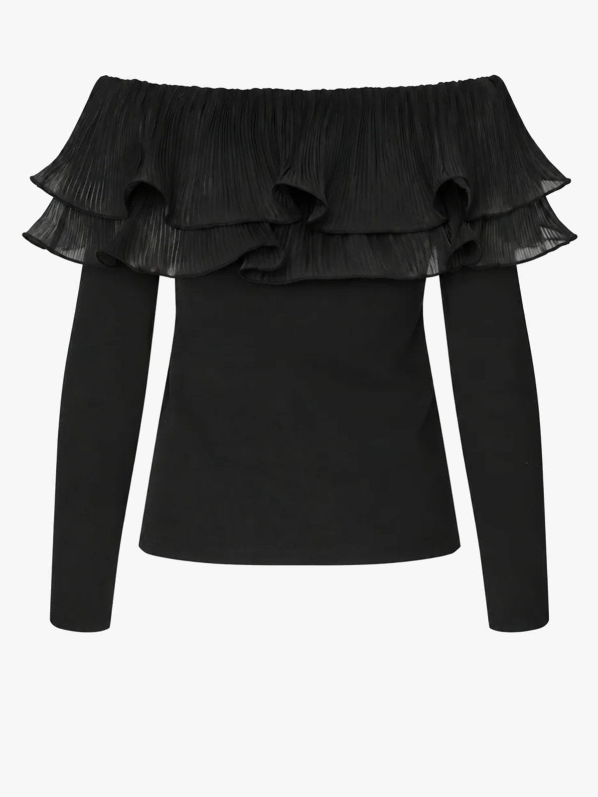 Cras Flounce Blouse Sort
