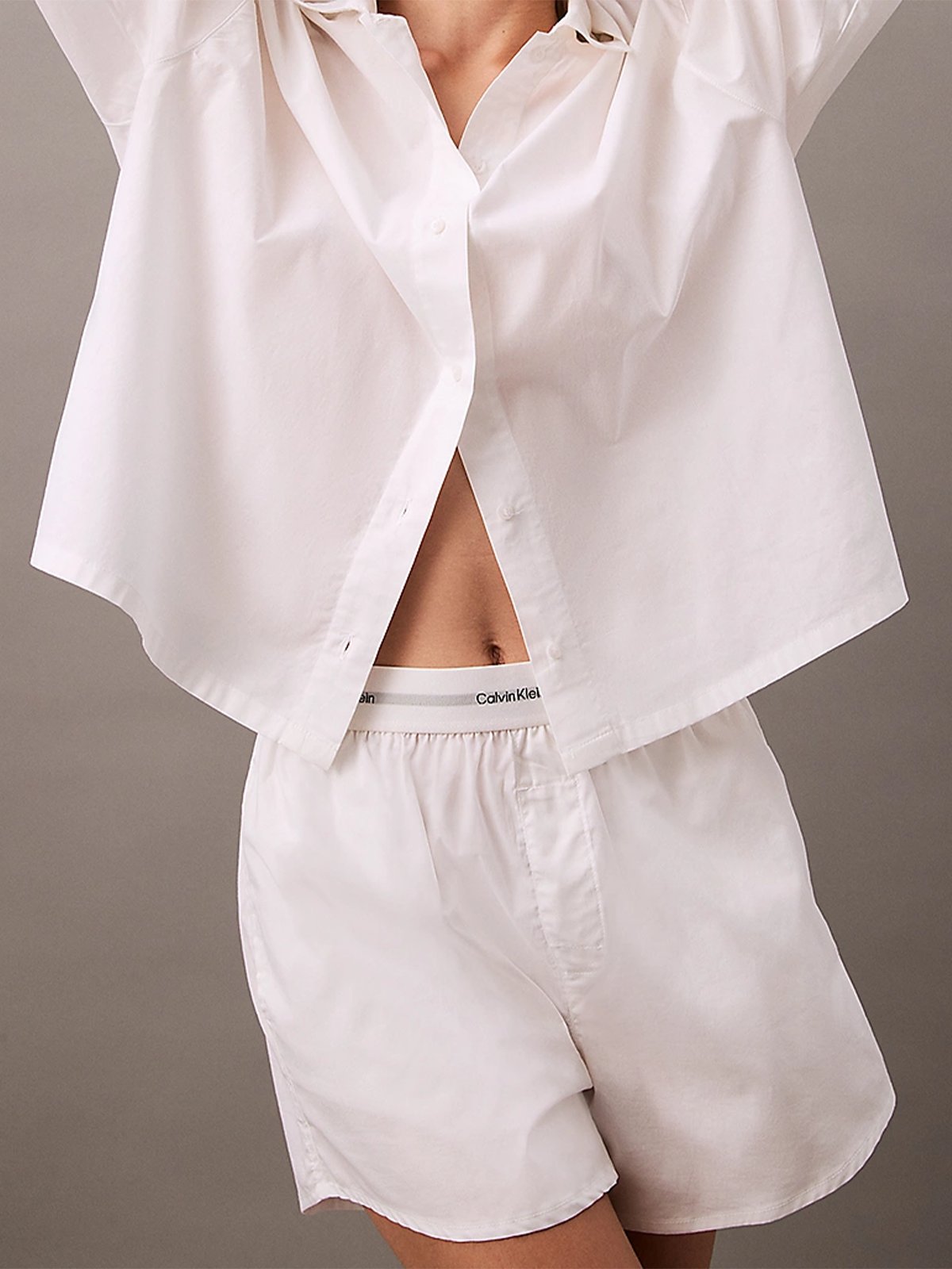 Calvin Klein Logo WB Poplin Shorts Classic White