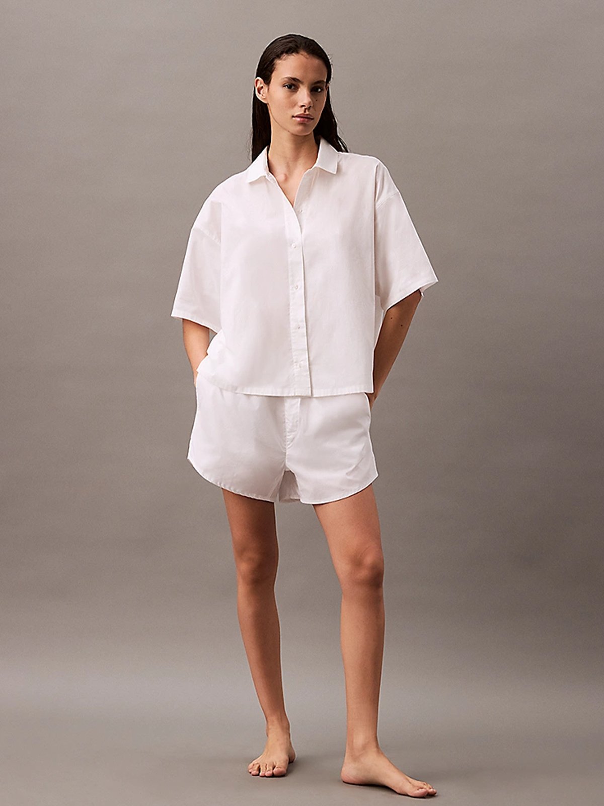 Calvin Klein Logo WB Poplin Shorts Classic White
