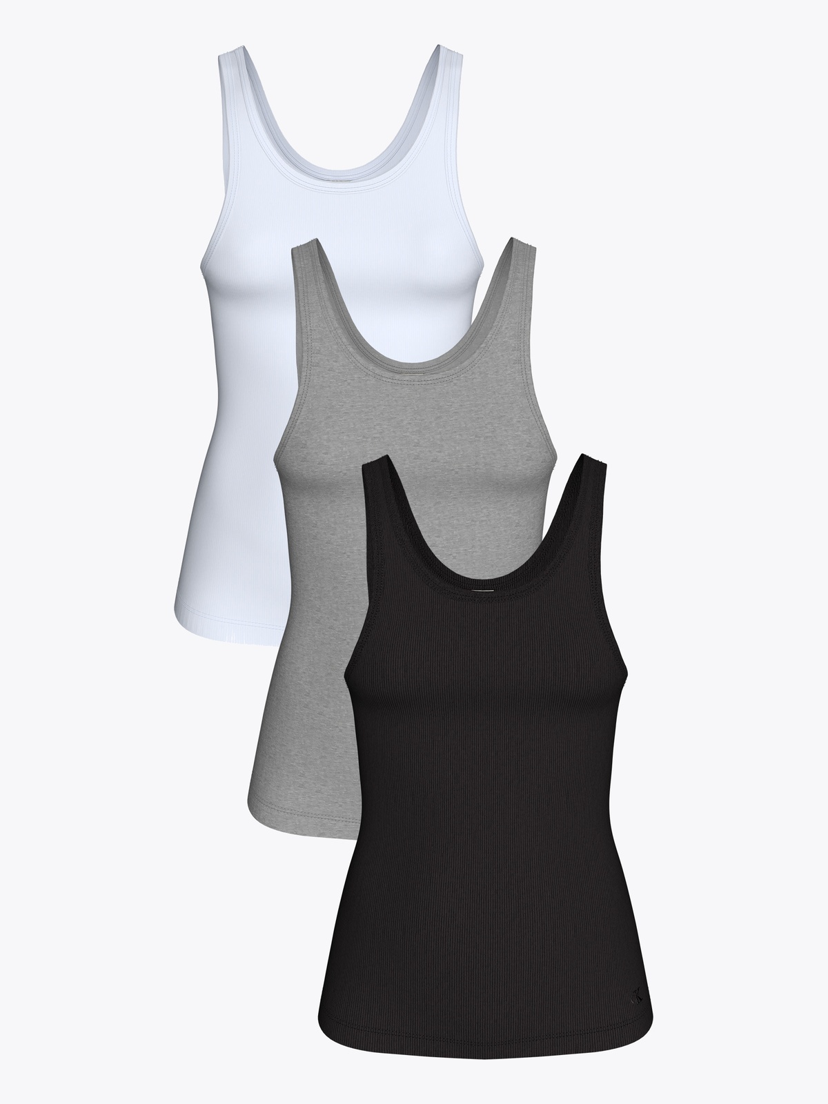 Calvin Klein Scoop Neck Cotton Tank 3-pack IE3 Black/Brilliant White/B10 Grey Heat