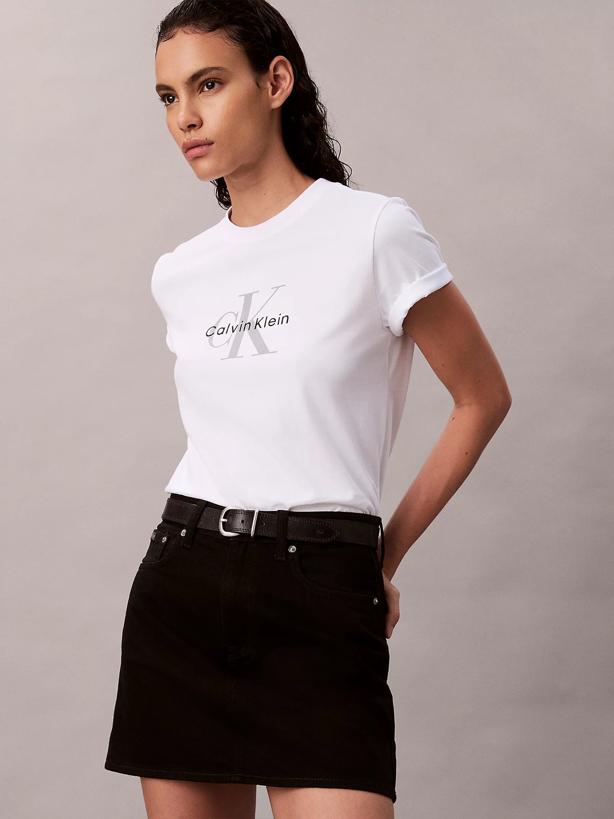 Calvin Klein Hero Short Sleeve Classic Monologo C-Neck Tee Bright White