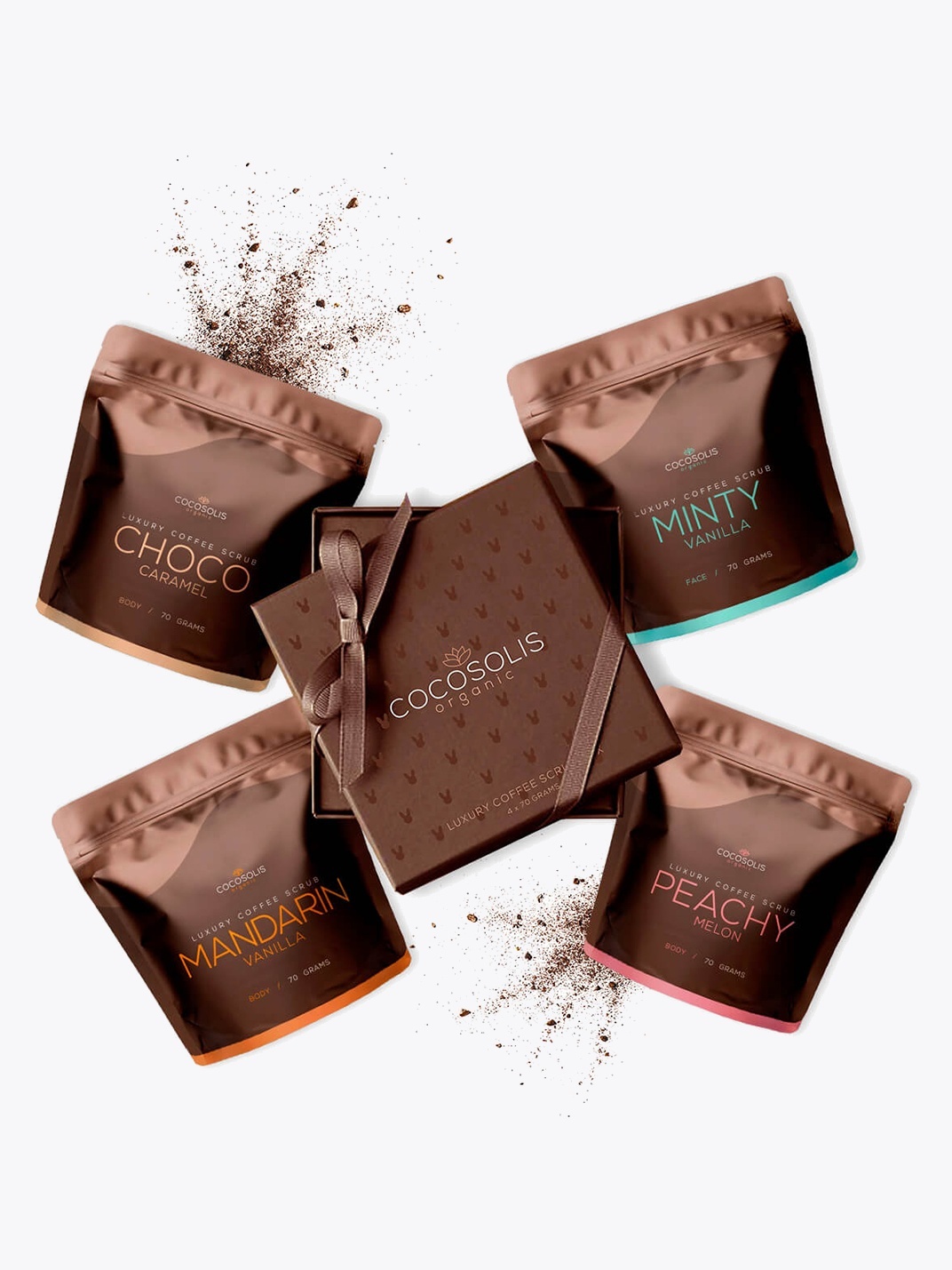 Cocosolis Luxury Coffee Scrub BOX 280g (4 x 70g) Flerfarget