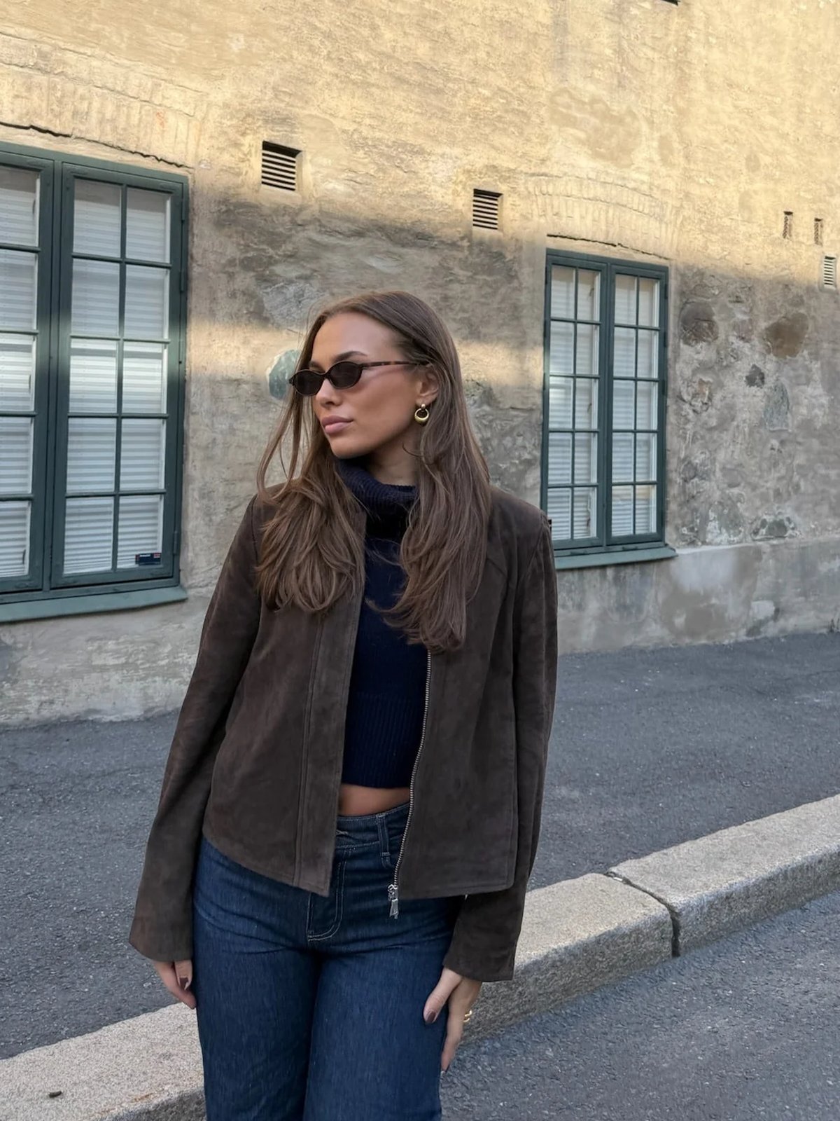 Clermonte Chloe Suede Jacket Dark Brown