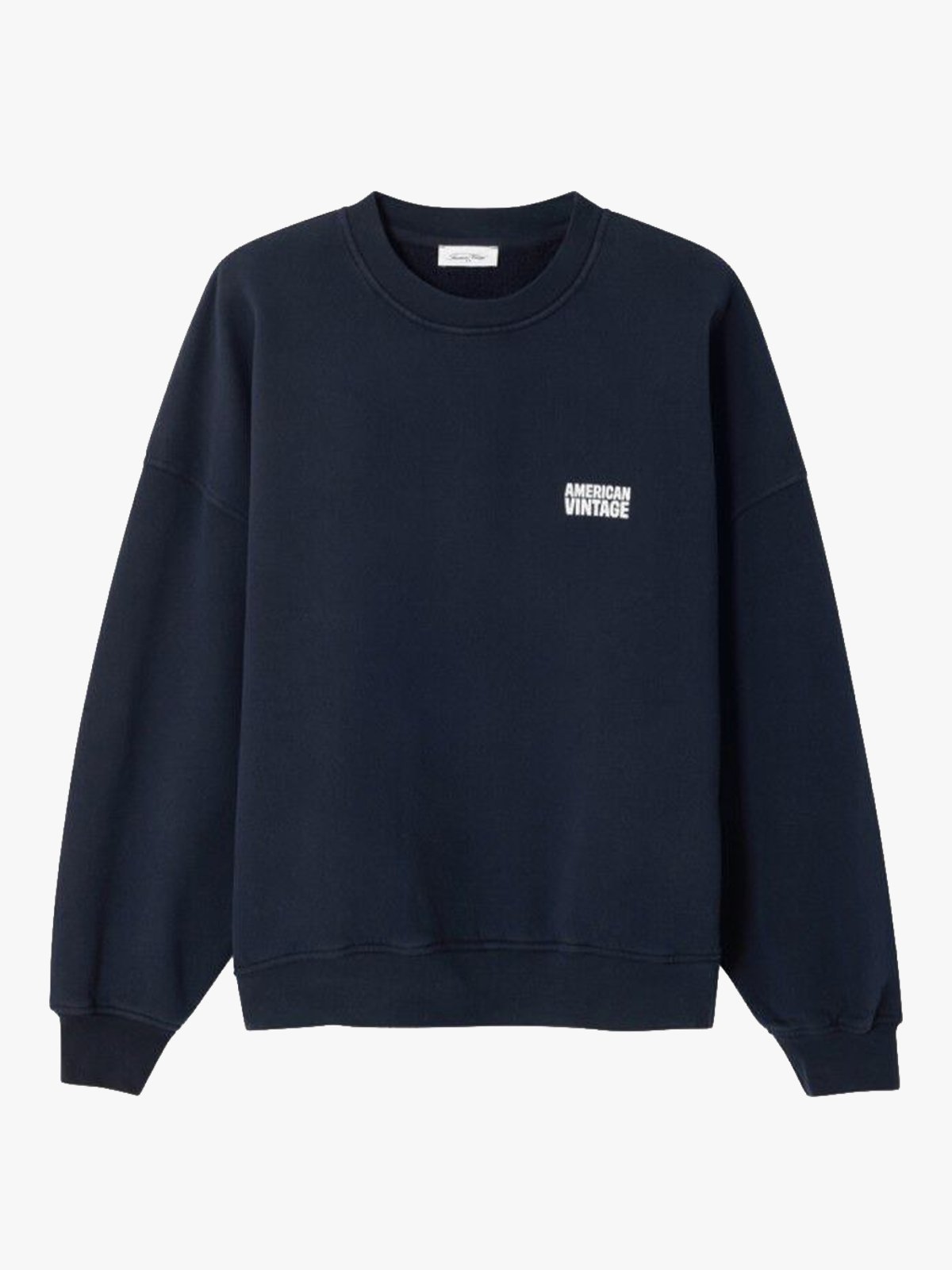 American Vintage Plizzy Sweatshirt Crew Neck Navy vintage