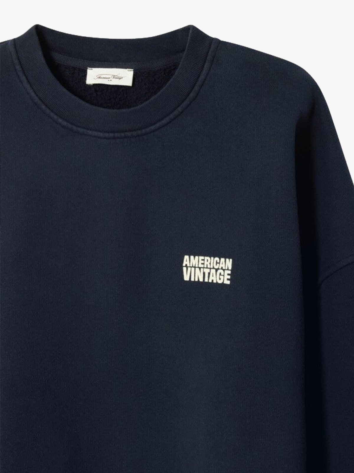 American Vintage Plizzy Sweatshirt Crew Neck Navy vintage