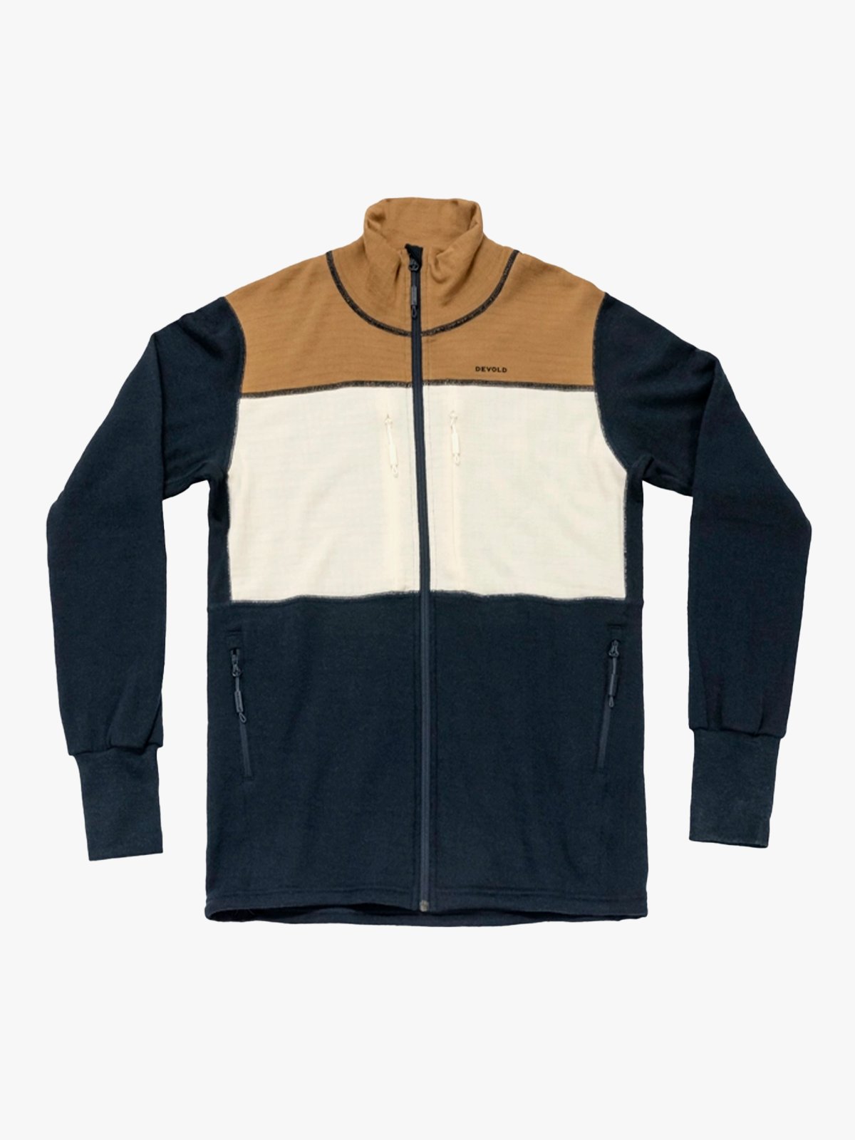 Devold Egga Grid Merino Jacket Man Wheat/Raw White/Ink