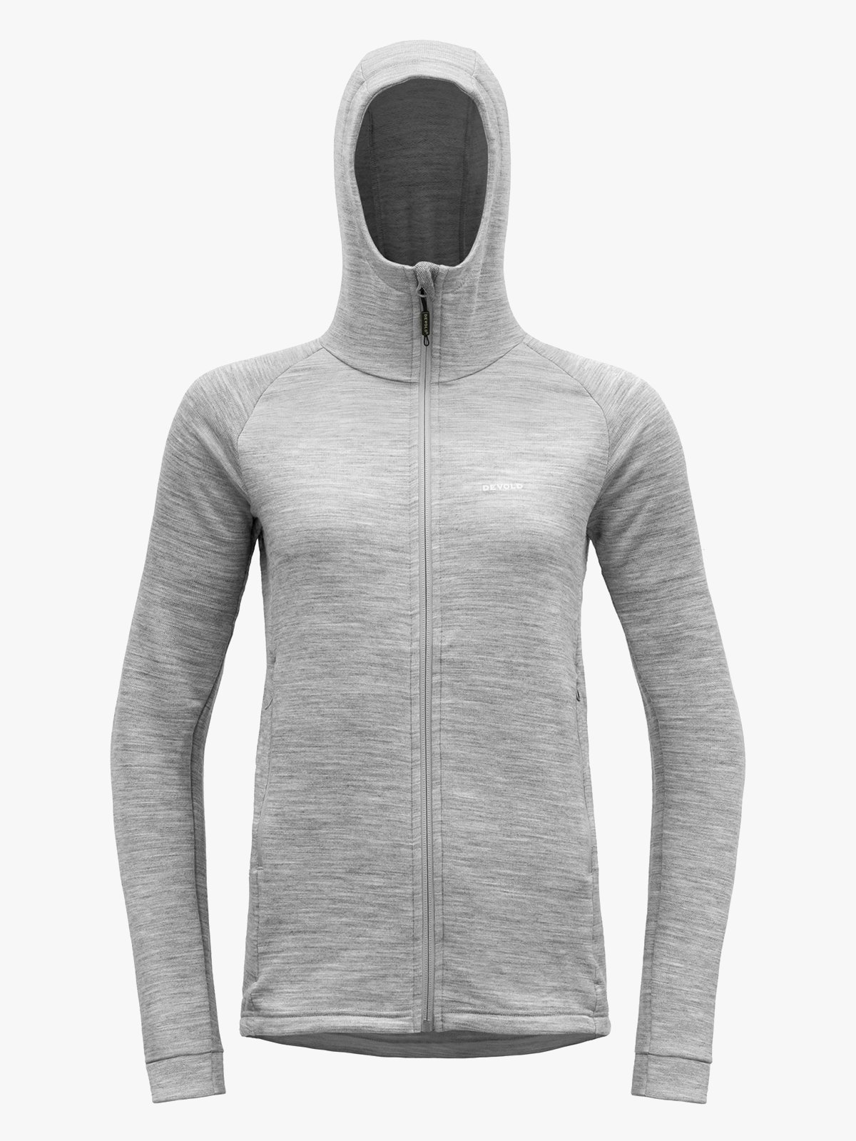 Devold Nibba Merino Jacket Hood Woman Grey Melange