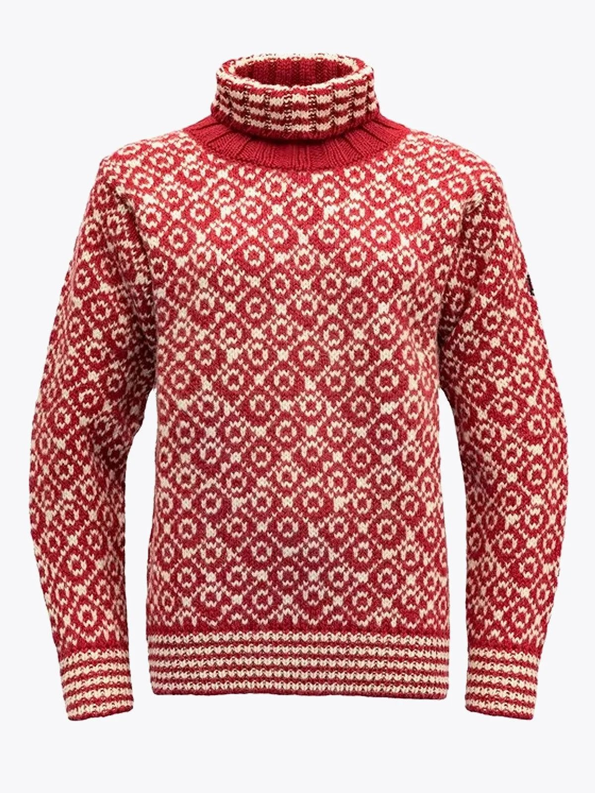 Devold Svalbard Sweater High Neck Hindberry / Offwhite