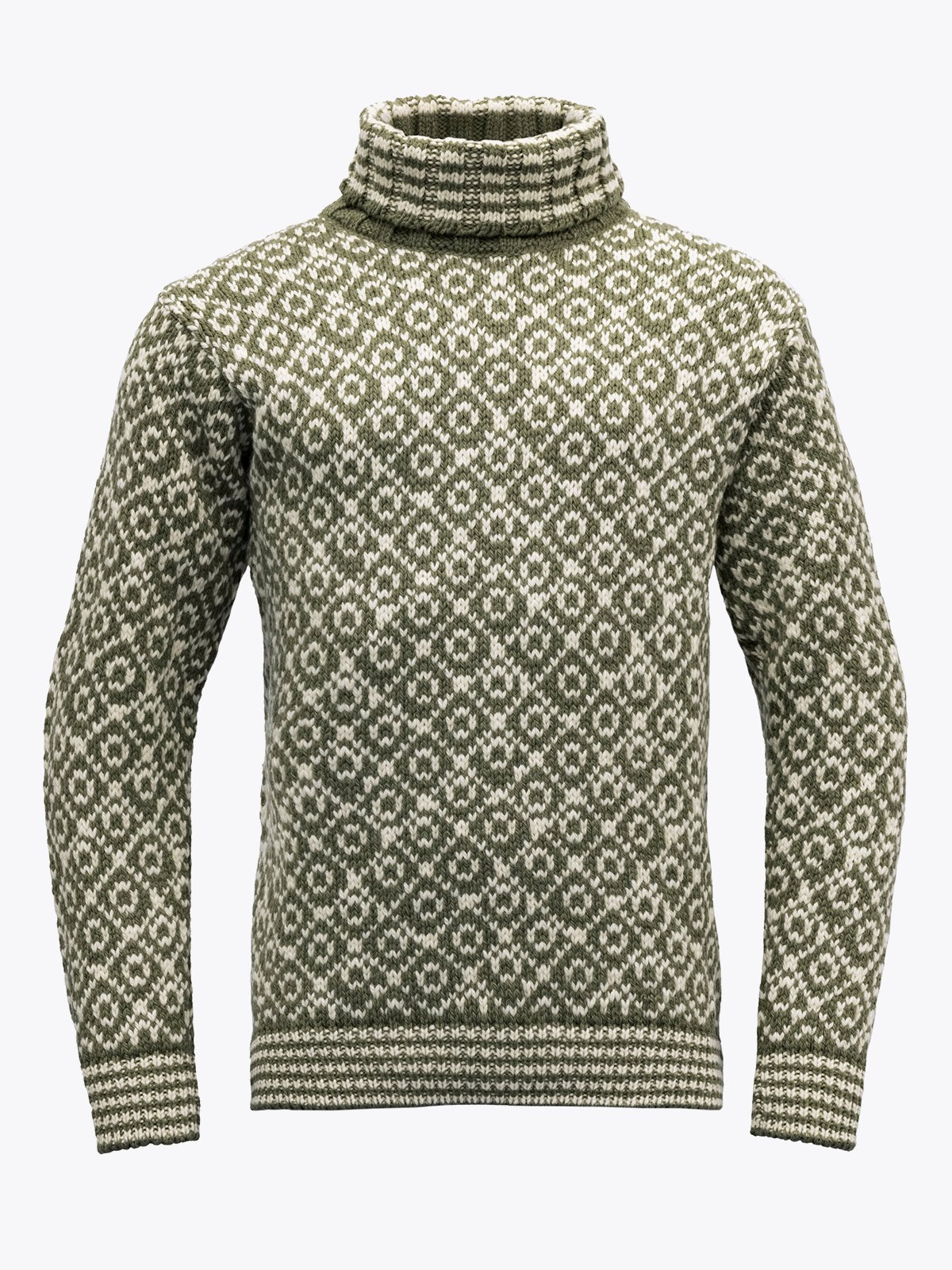 Devold Svalbard Sweater High Neck Olive / Offwhite