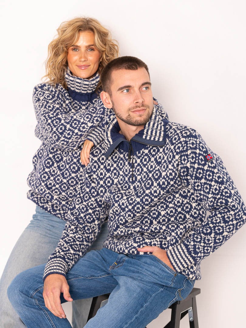 Devold Svalbard Wool Zip Neck Blå