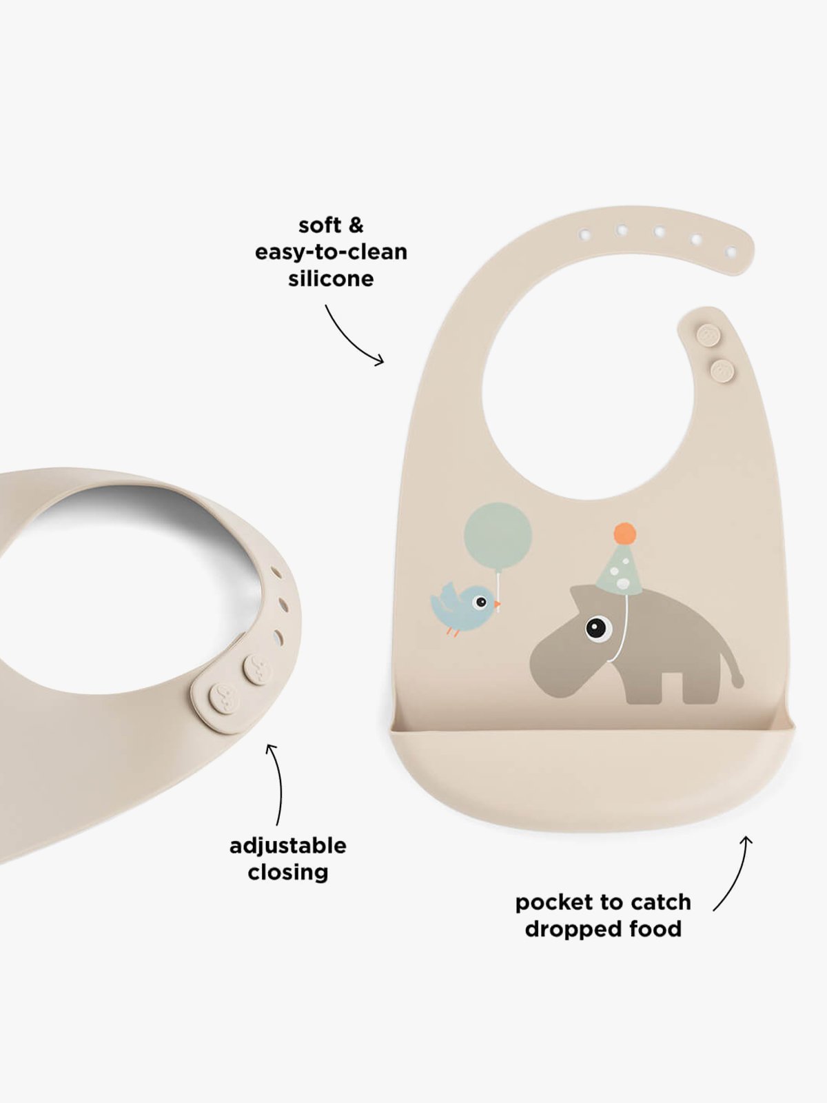 Done by Deer Silicone bib Celebration Sand