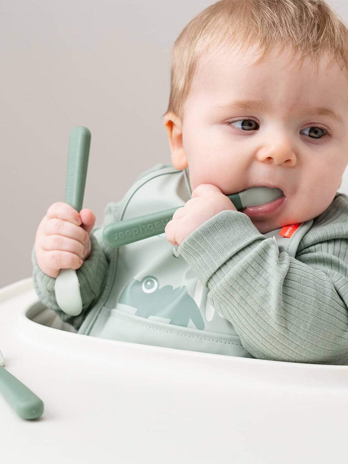 Done by Deer Foodie easy-grip baby spoon 3-pack Green