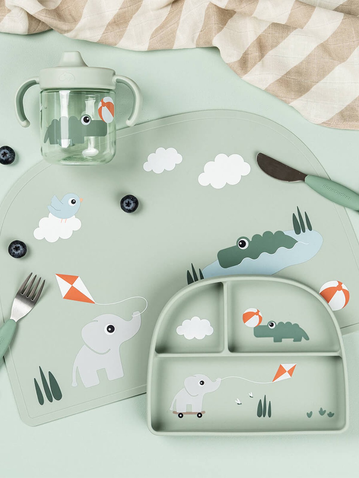 Done by Deer Silicone placemat Playground Green
