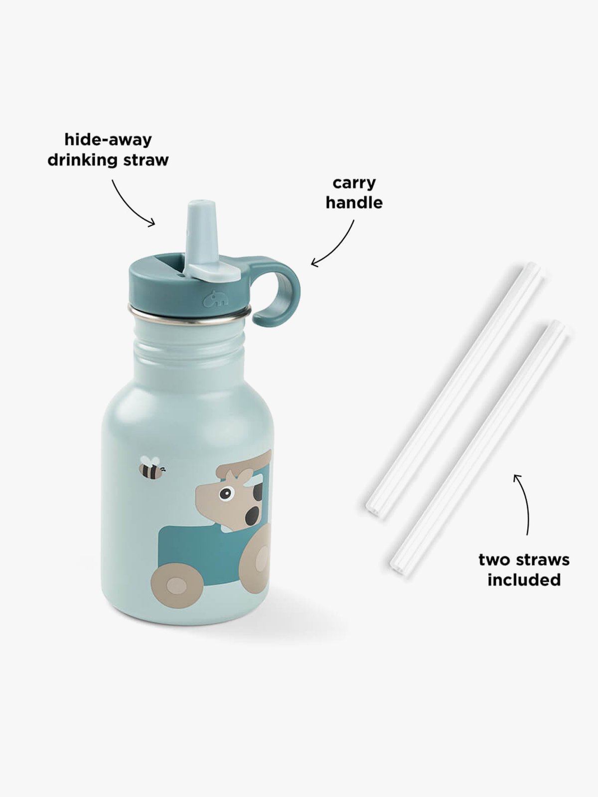 Done by Deer Metal bottle Tiny farm 350 ml Blue