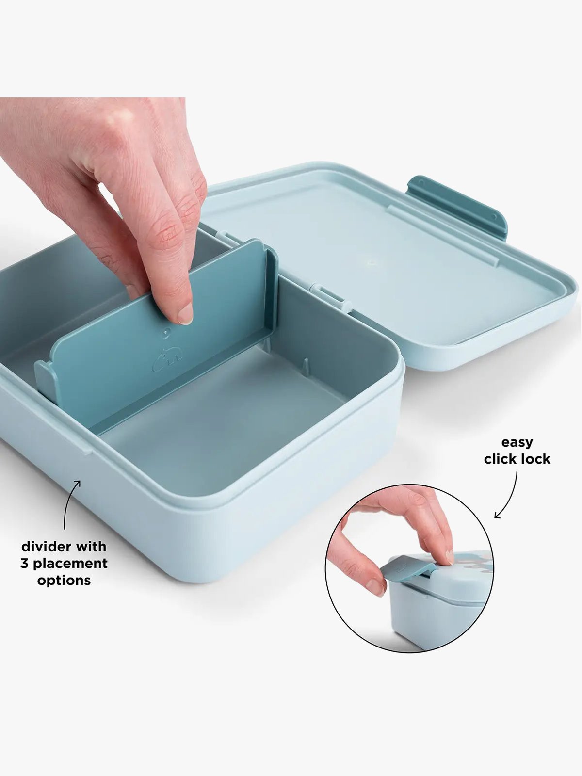 Done by Deer Lunch box w/divider Tiny farm Blue