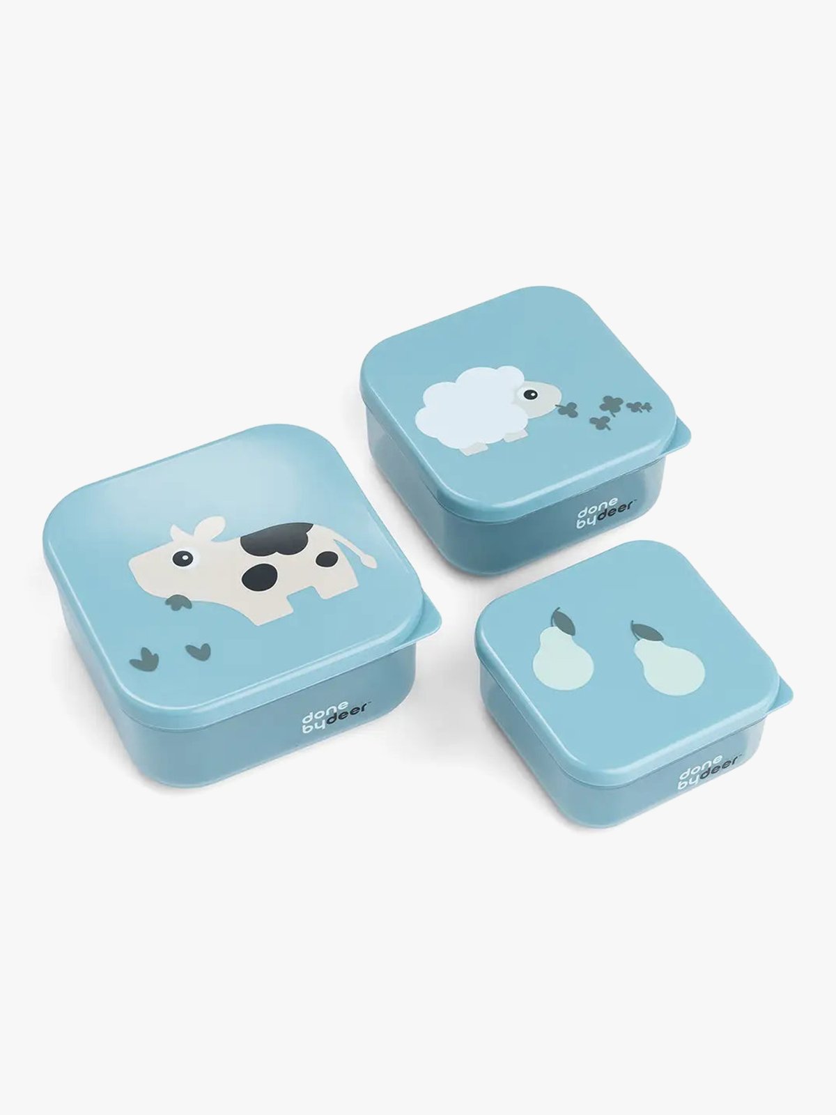 Done by Deer Snack box set 3 pcs Tiny farm Blue