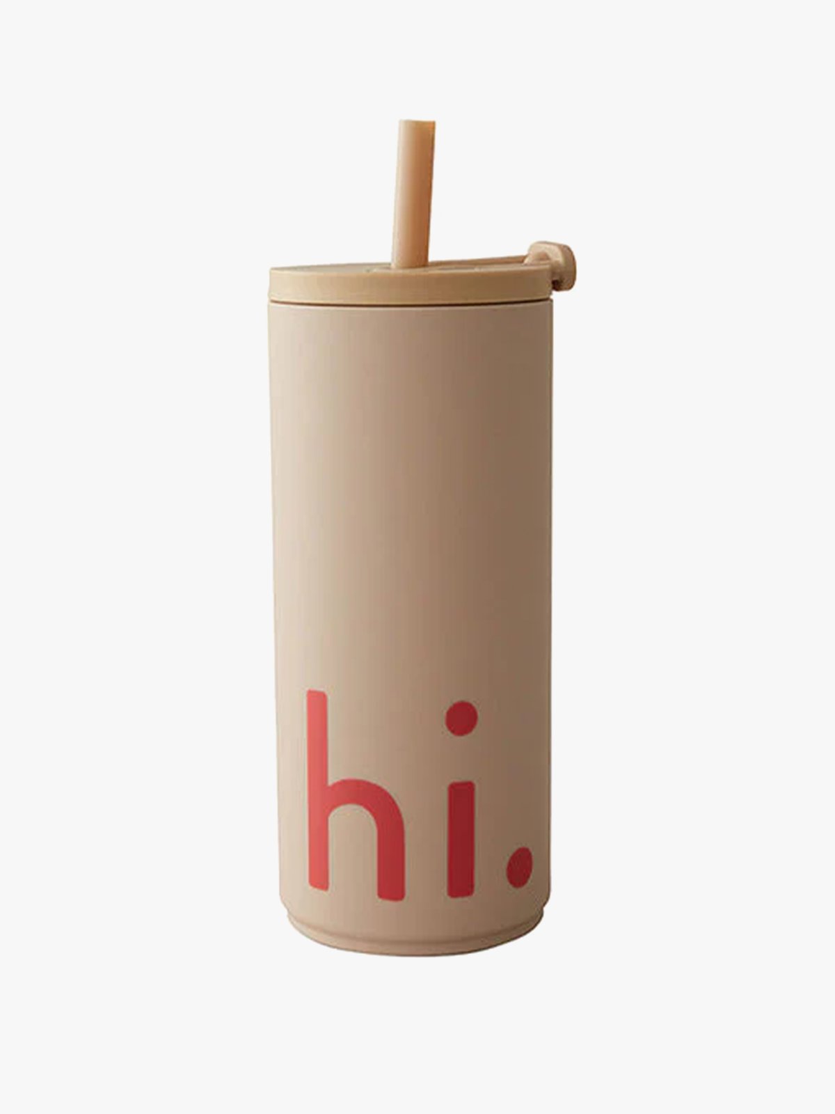Design Letters Travel cup with straw 500ml with soft coating Beige