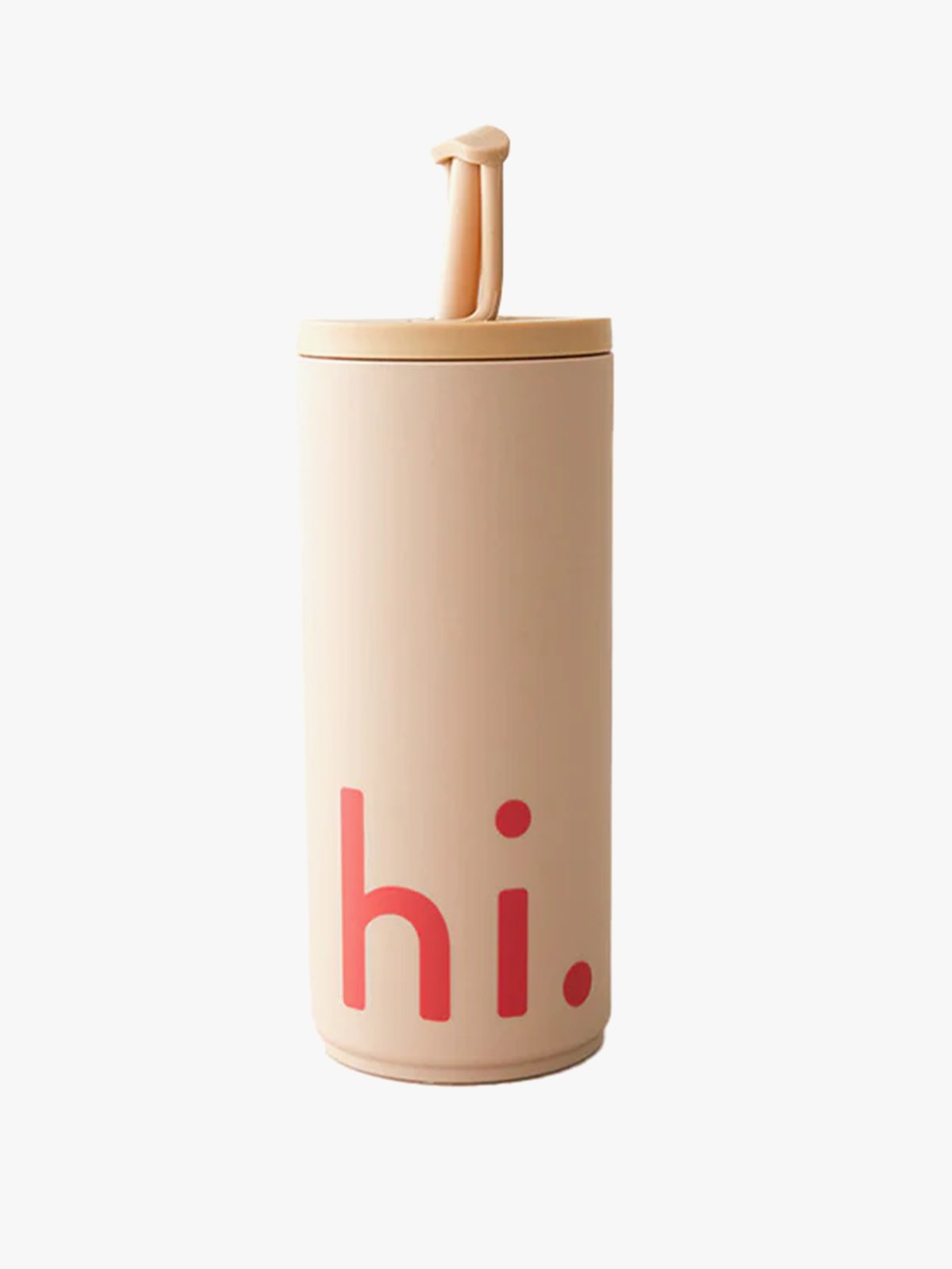 Design Letters Travel cup with straw 500ml with soft coating Beige