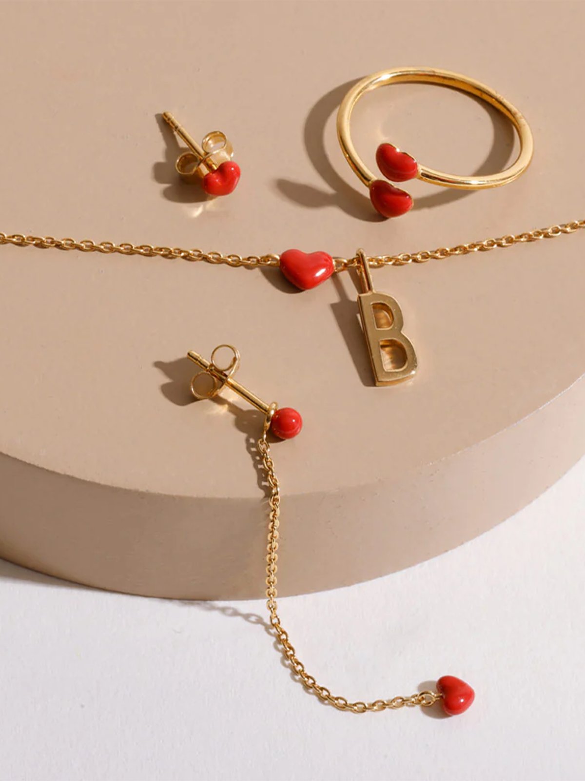 Design Letters Little Big Love Bracelet - Goldplated Coral