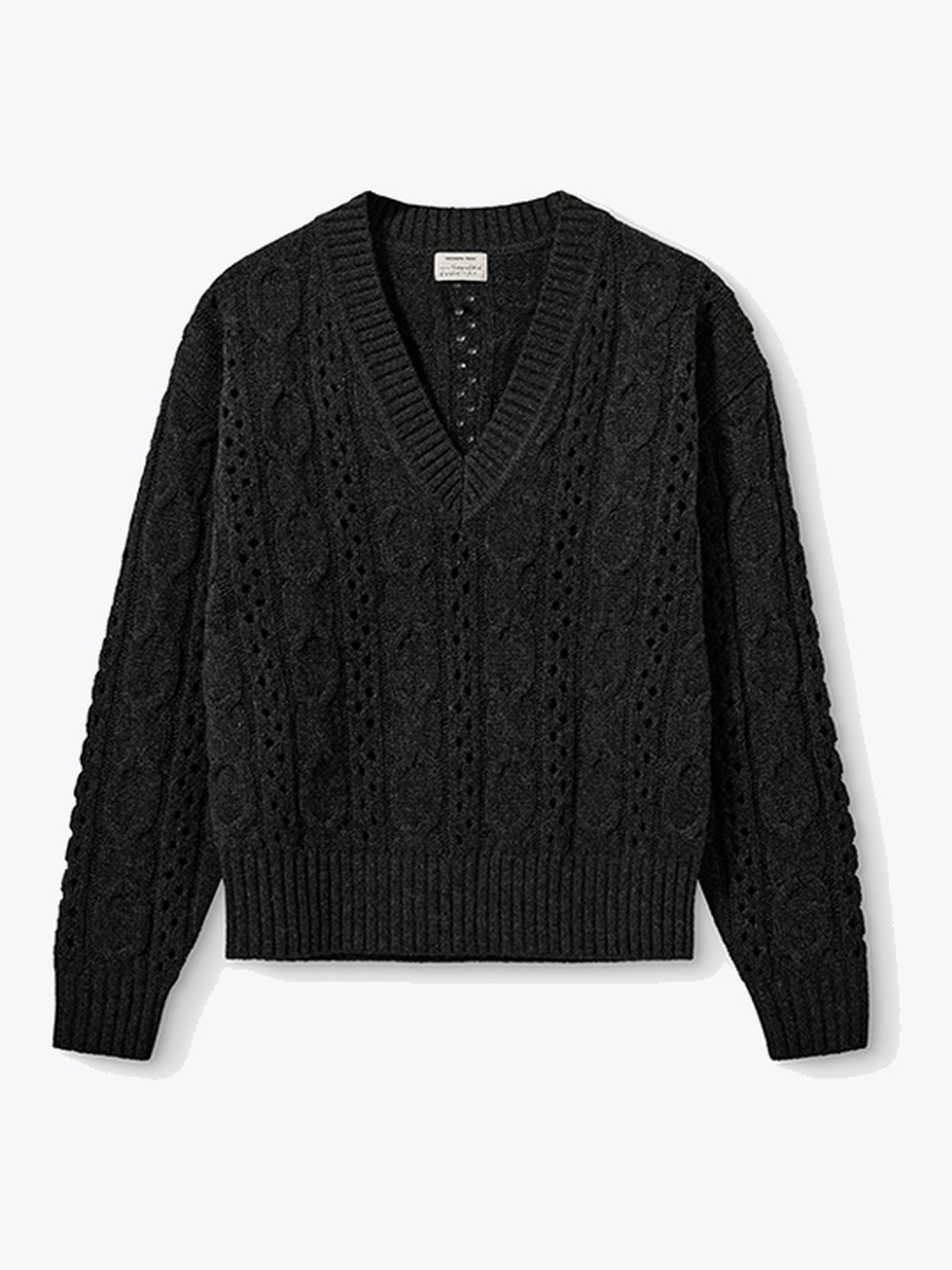 DESIGNERS REMIX Daze Cable V-neck Grå
