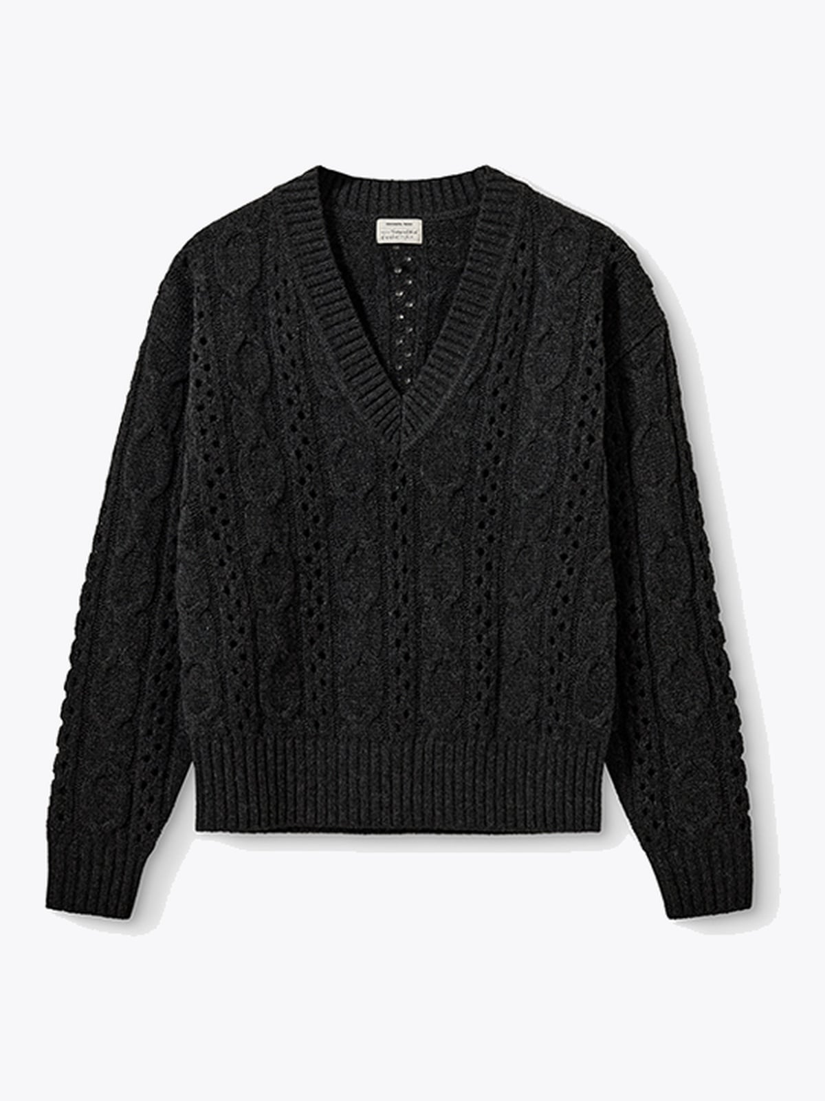 DESIGNERS REMIX Daze Cable V-neck Grå