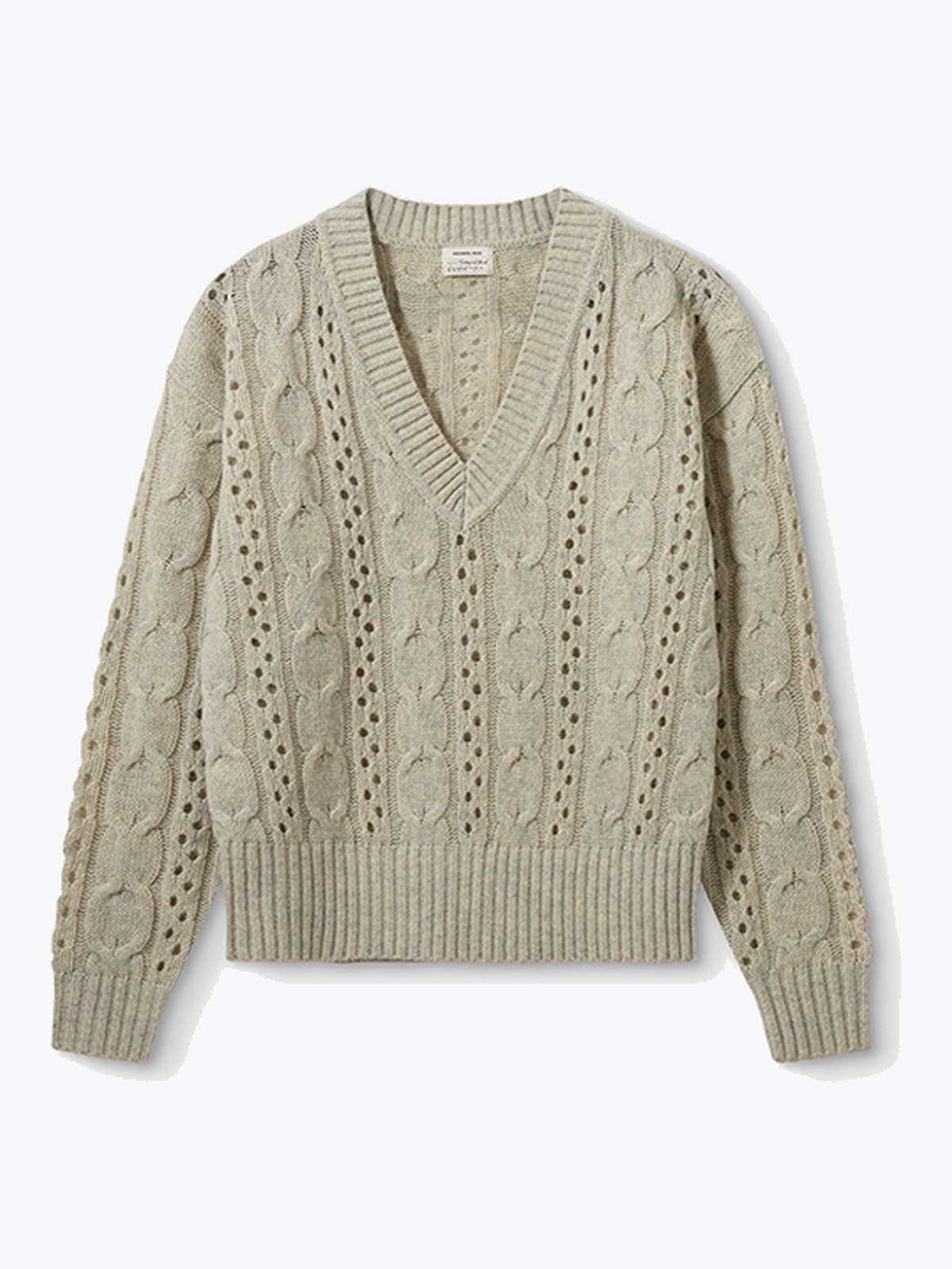 DESIGNERS REMIX Daze Cable V-neck Beige