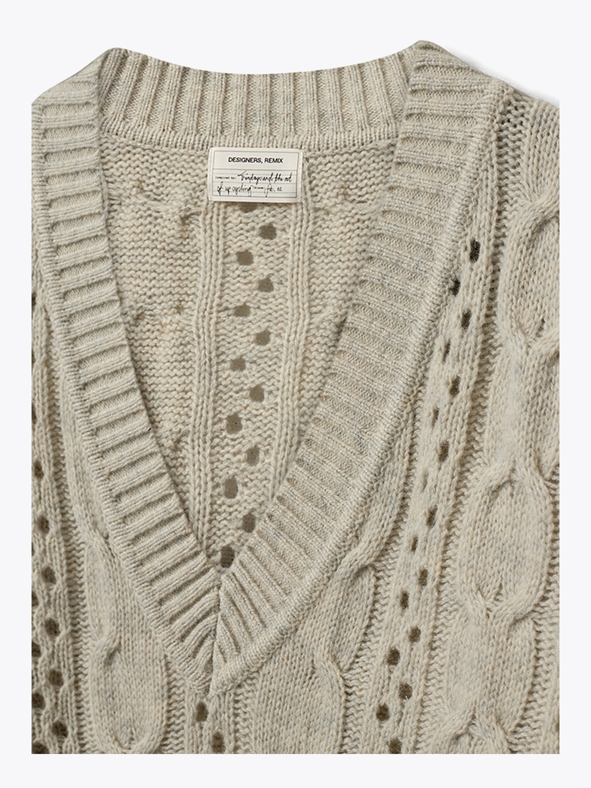 DESIGNERS REMIX Daze Cable V-neck Beige