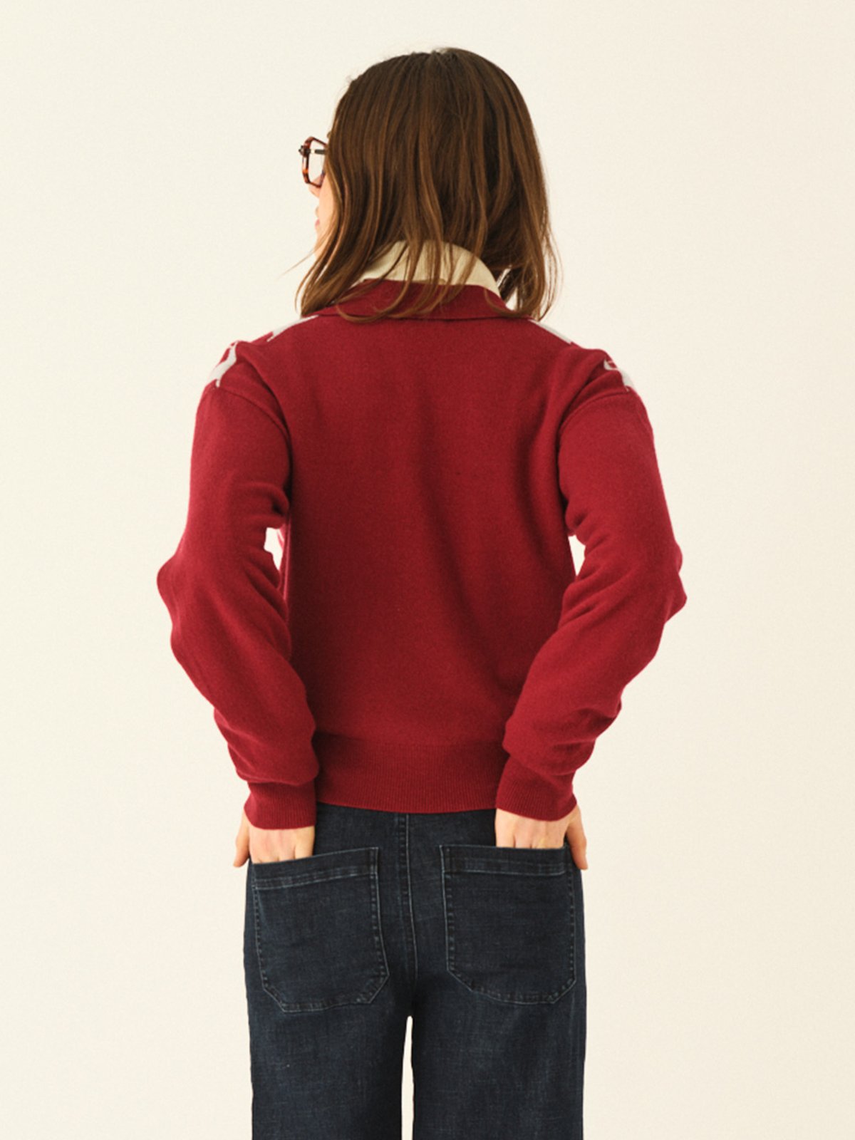 DESIGNERS REMIX Denise Argyle Polo Burgundy / Light Blue