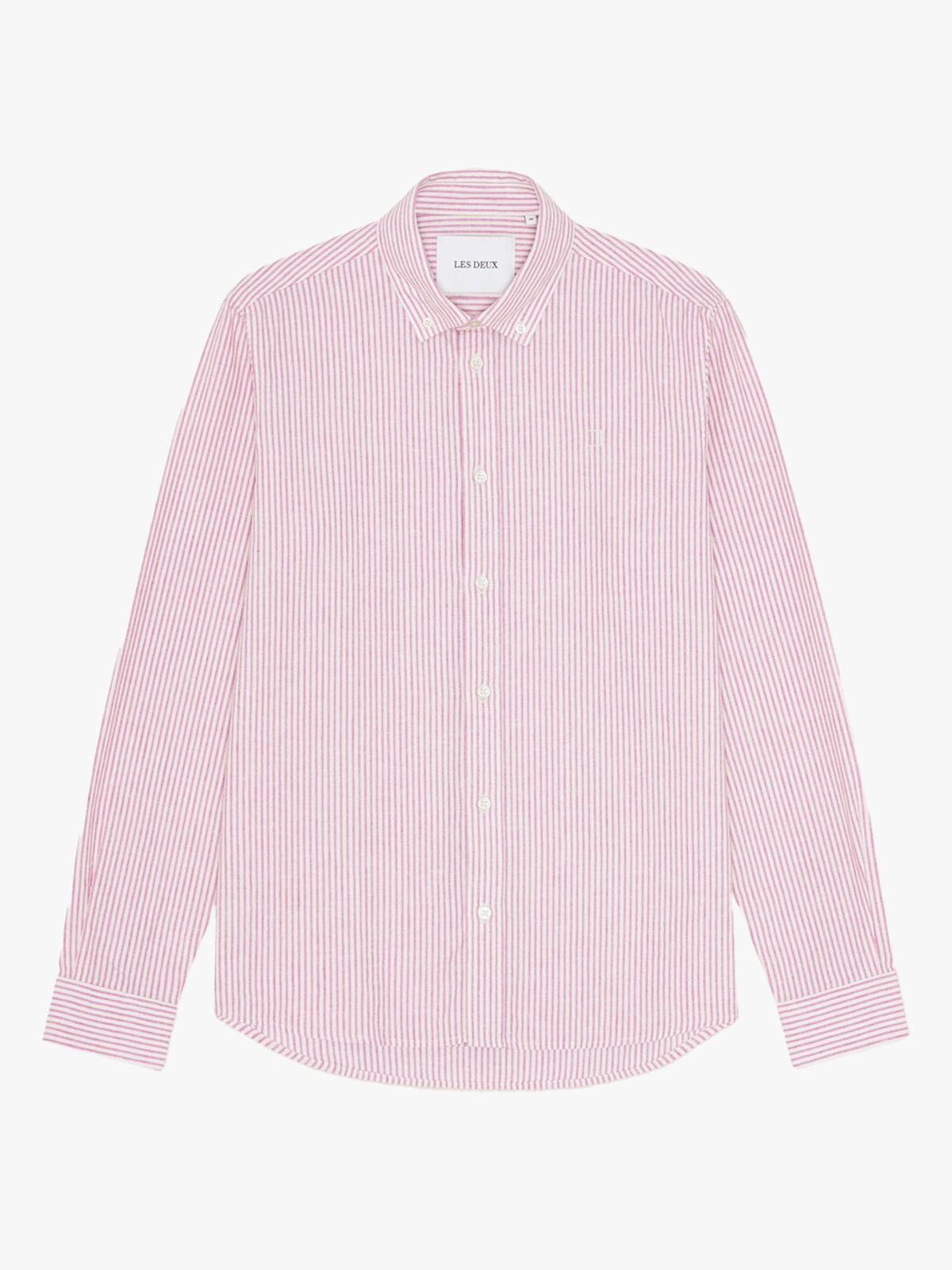 Les Deux Konrad Stripe Cotton Linen Shirt Crocus Pink