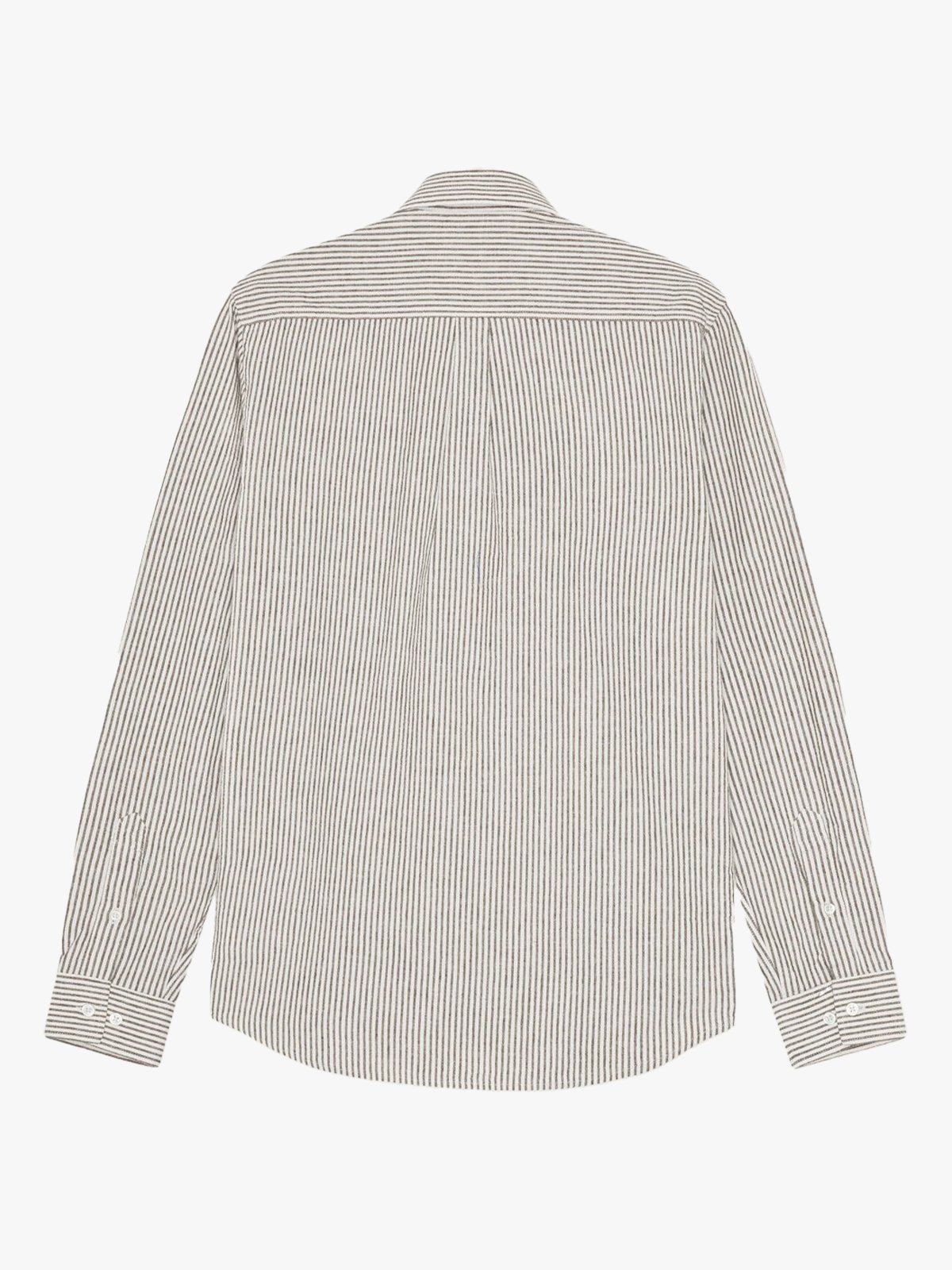 Les Deux Konrad Stripe Cotton Linen Shirt Teak Brown