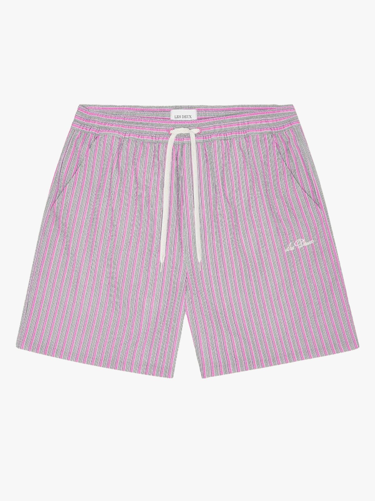 Les Deux Stan Stripe Seersucker Swim Shorts Crocus Pink