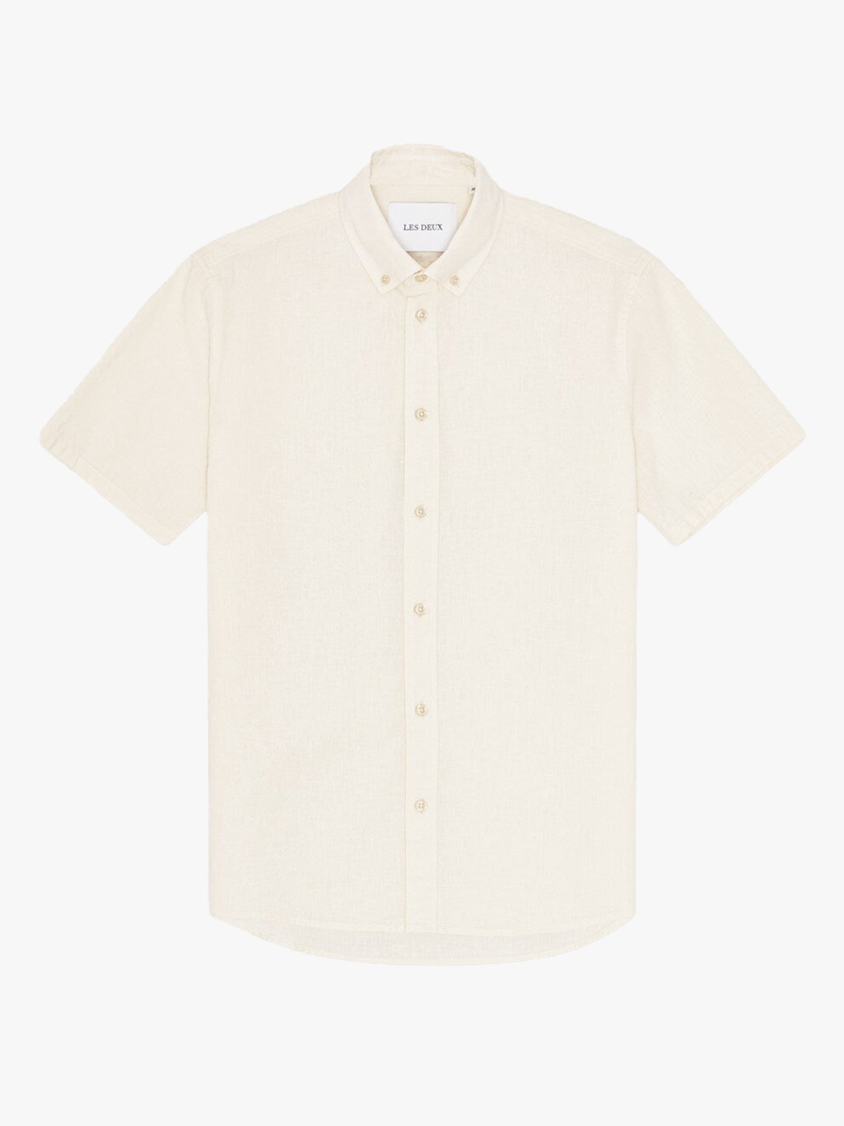 Les Deux Konrad Cotton Linen Short Sleeve Shirt Eggnog White