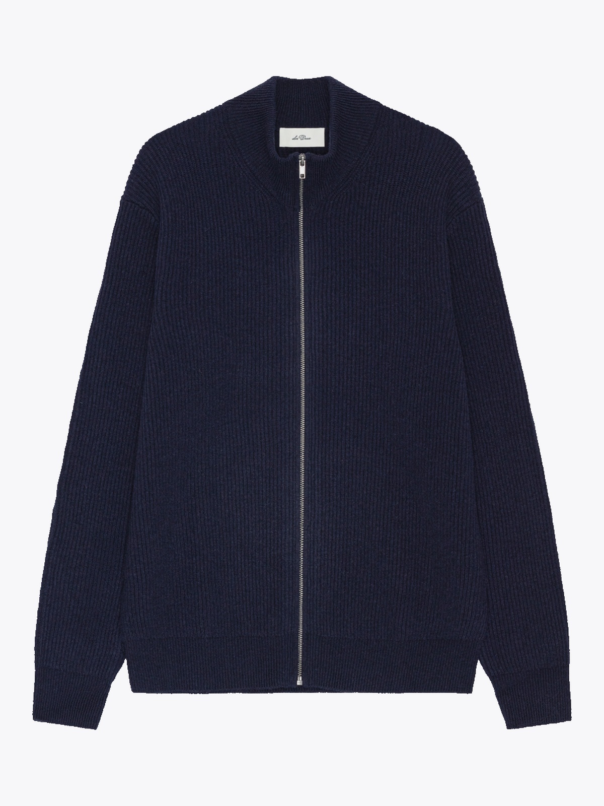 Les Deux Wool Rib Zipper Knit Dark Navy Blue