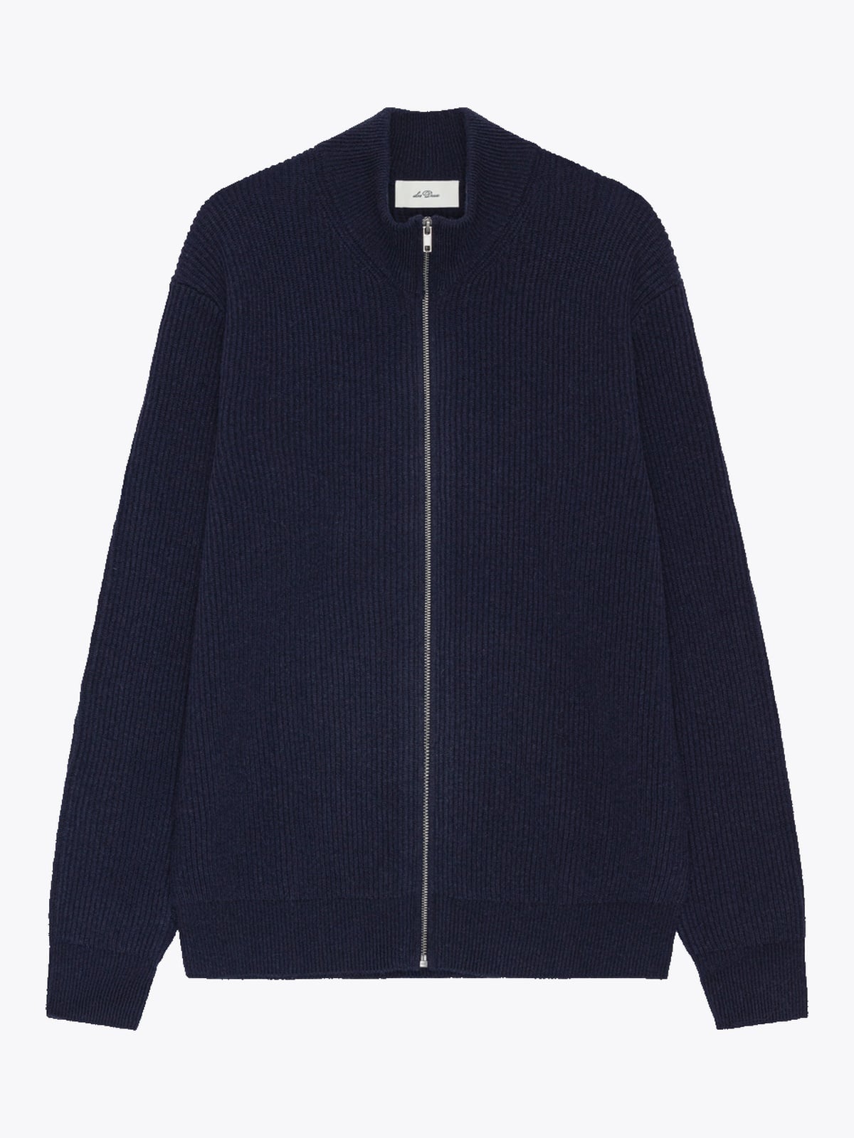 Les Deux Wool Rib Zipper Knit Dark Navy Blue