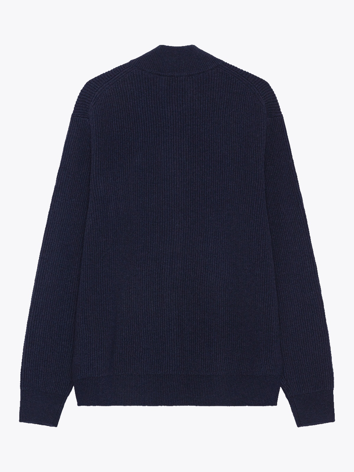 Les Deux Wool Rib Zipper Knit Dark Navy Blue