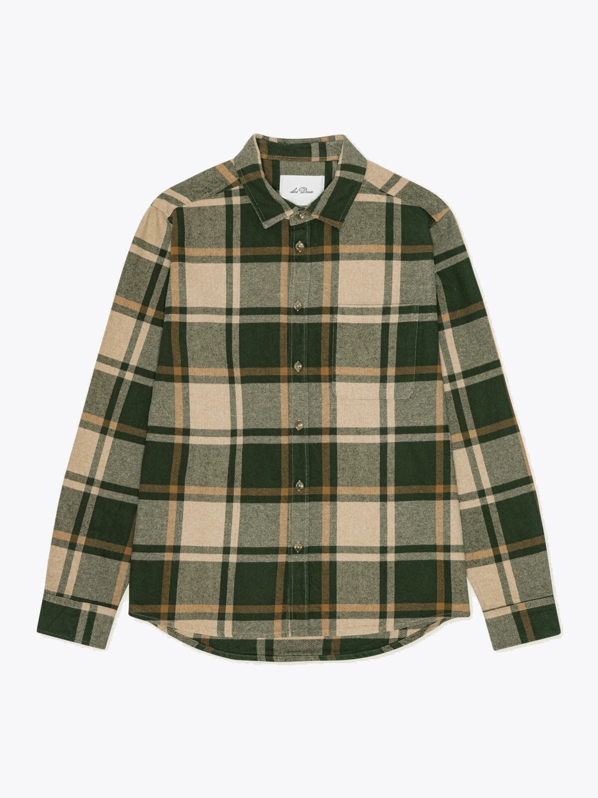 Les Deux Check Flannel Shirt Rosin Green