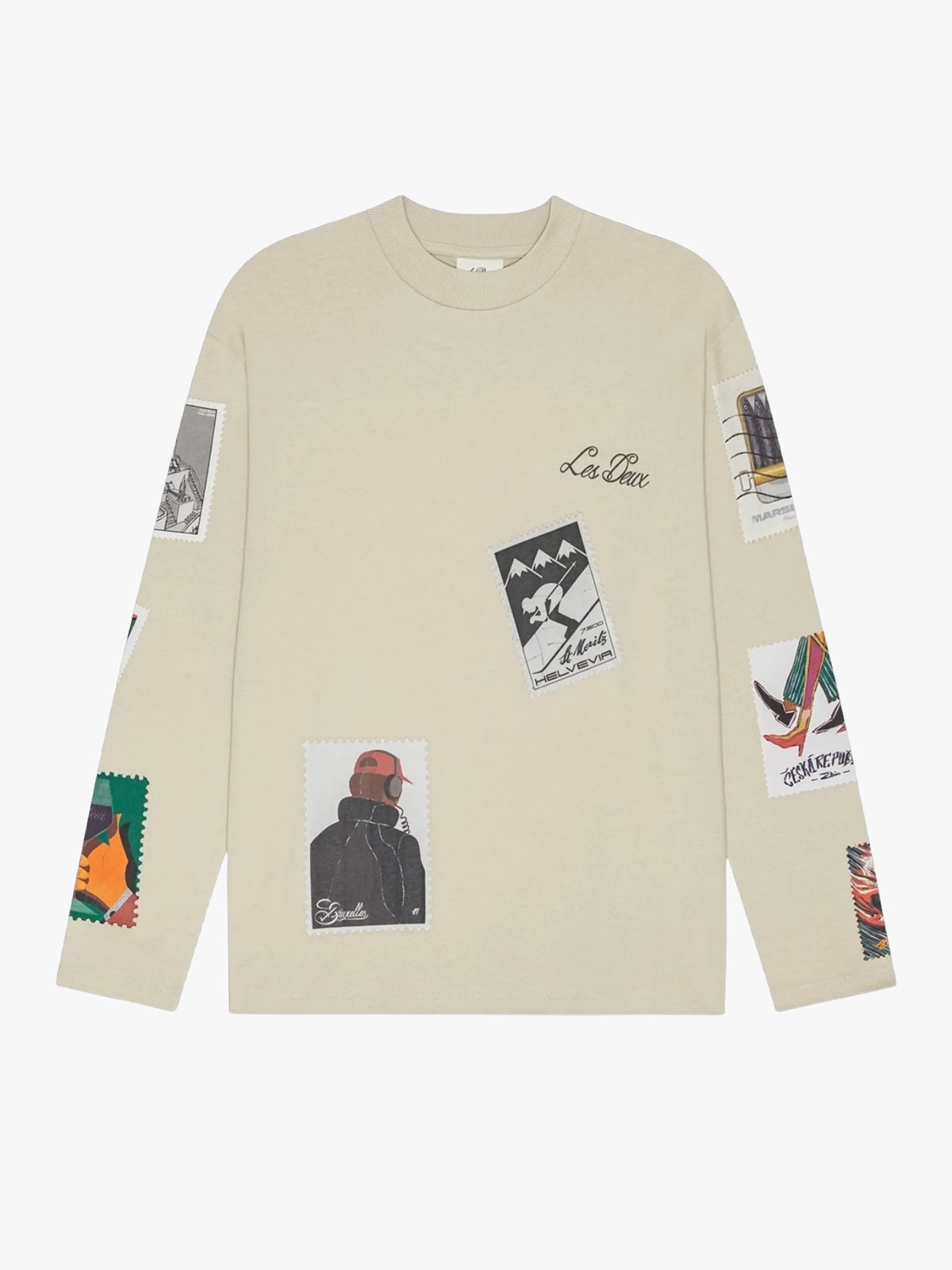 Les Deux Stamp Long Sleeve T-shirt Beige