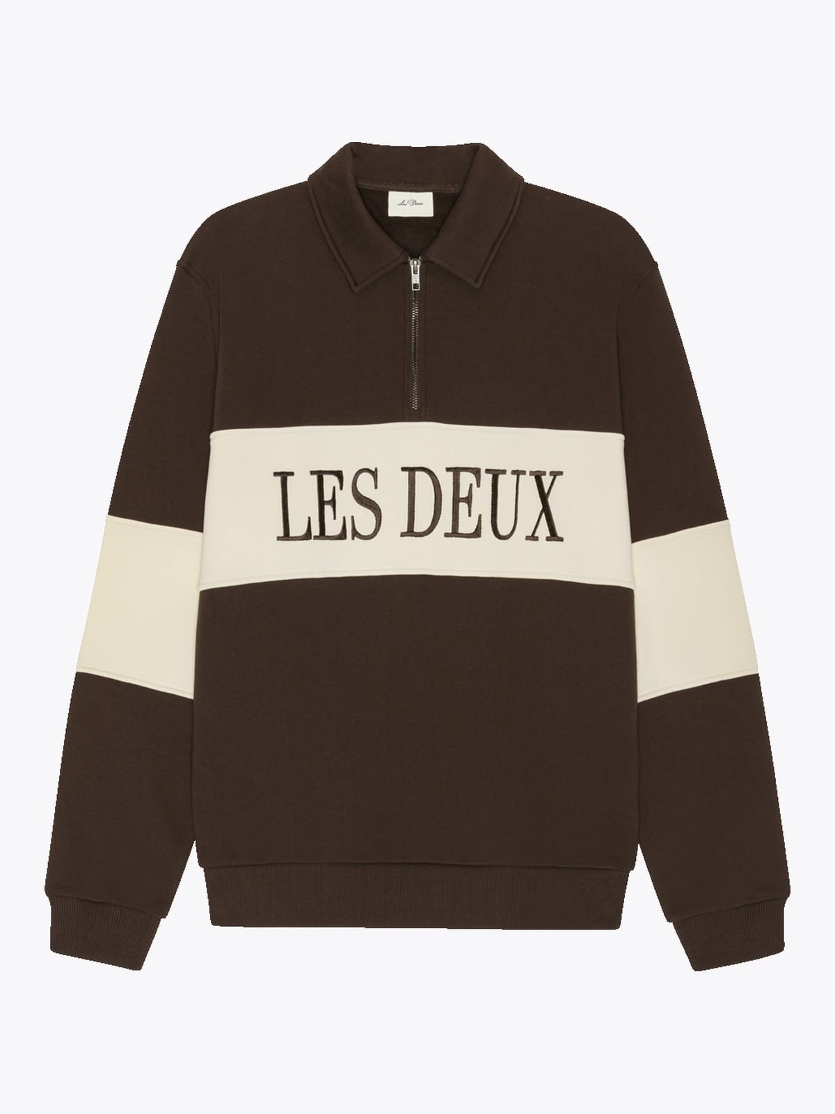 Les Deux Zipper Rugby Sweatshirt Mole Brown