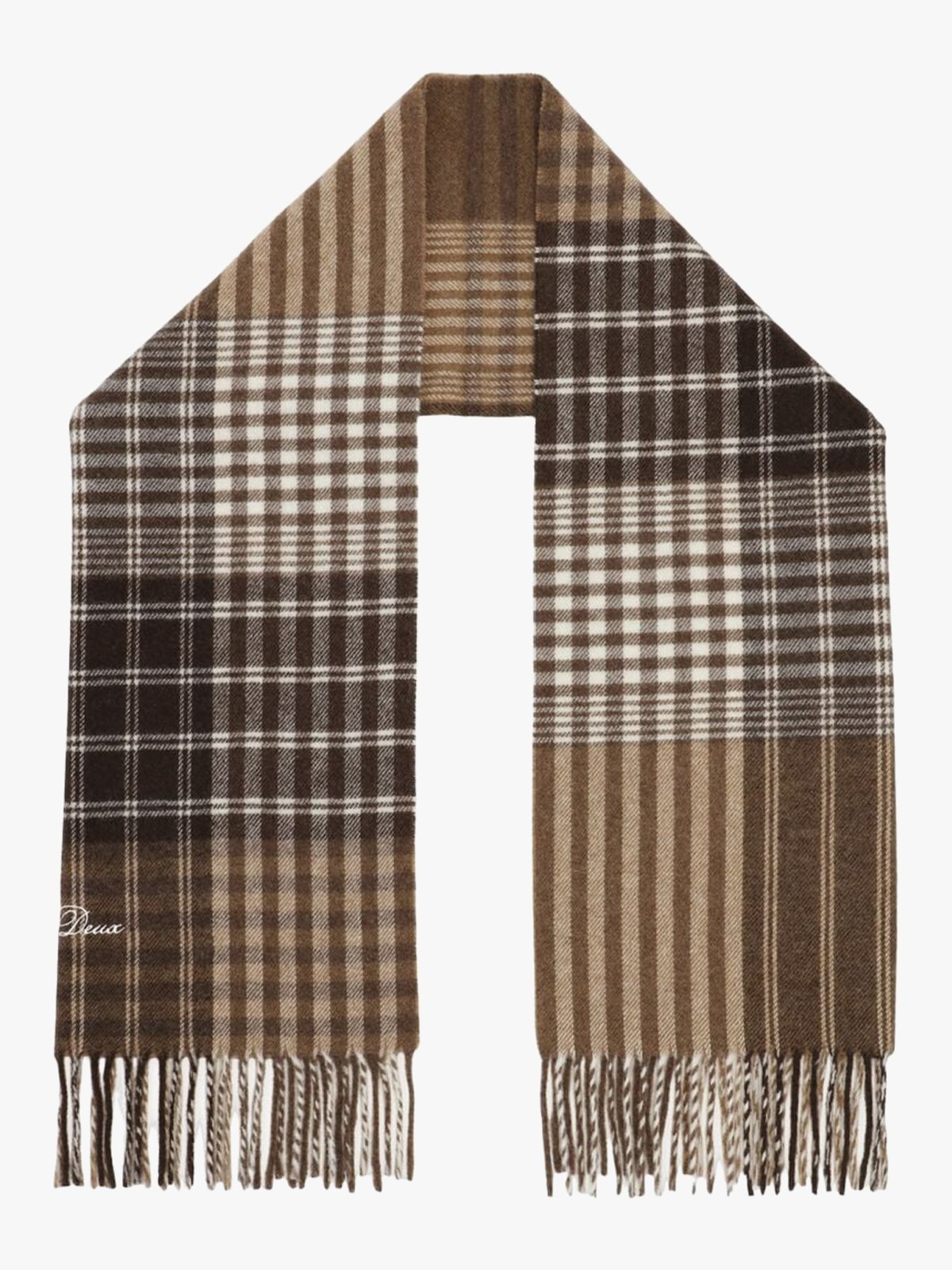 Les Deux Signature Patchwork Check Scarf Brun